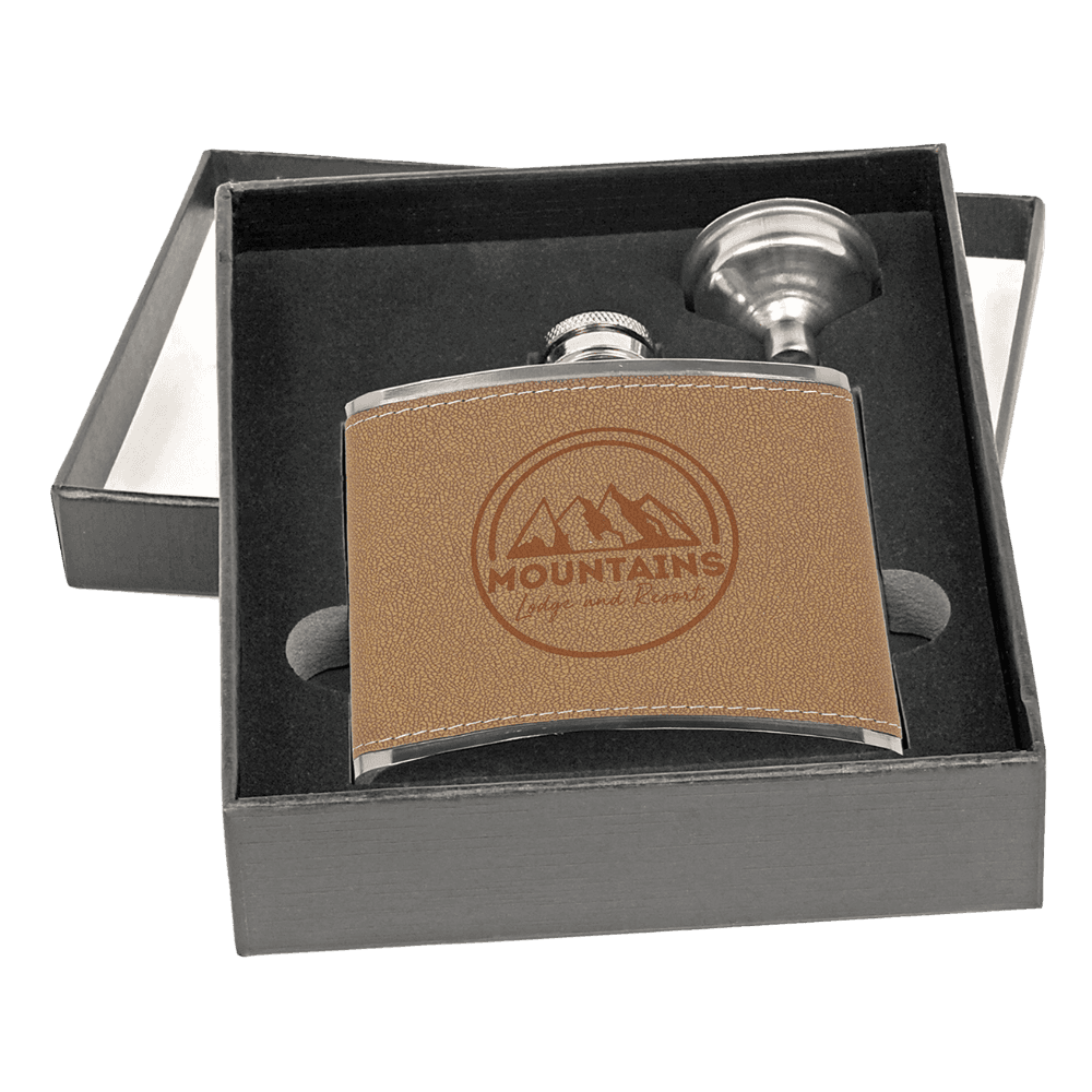 Flask Gift Sets – Personalized Engraving with Funnel - Leather