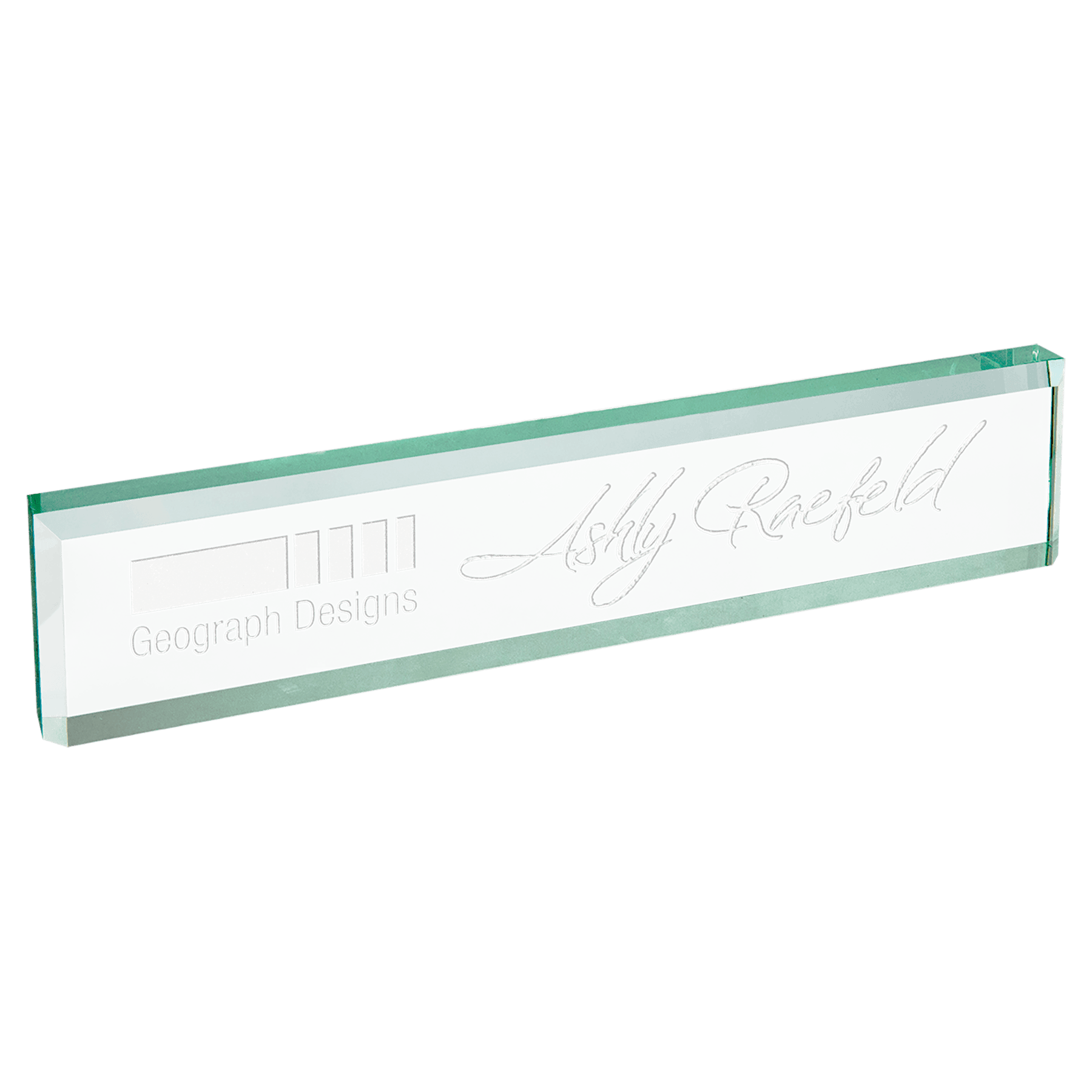 Jade Glass Desk Name Bar