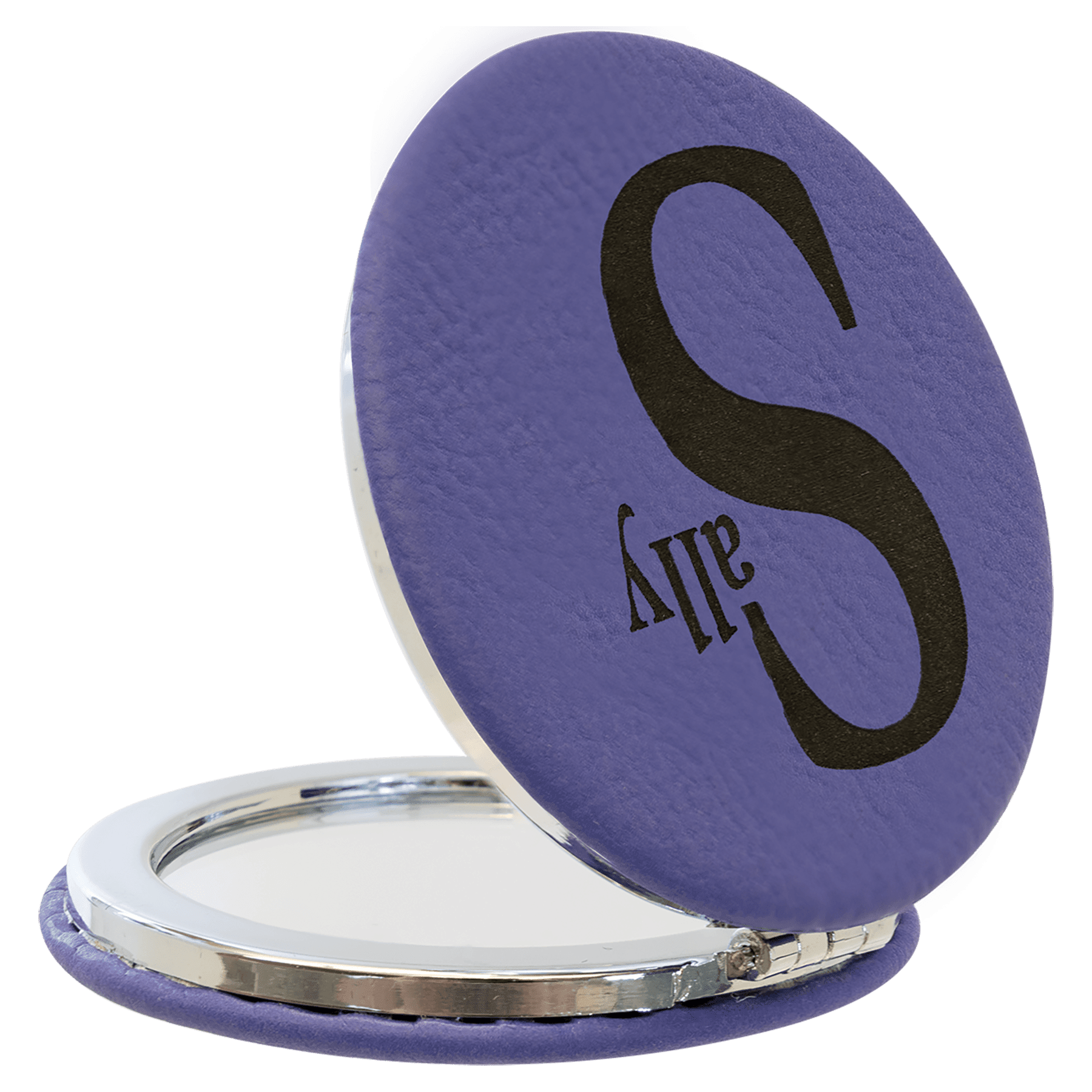 Personalized Compact Mirror With Magnifier in Leatherette Colors