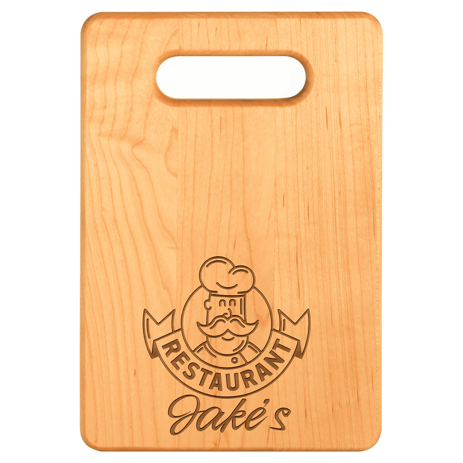 Custom Engraved Maple Cutting Boards with Paddle Handles 9" x 6" / Wide Handle Slot
