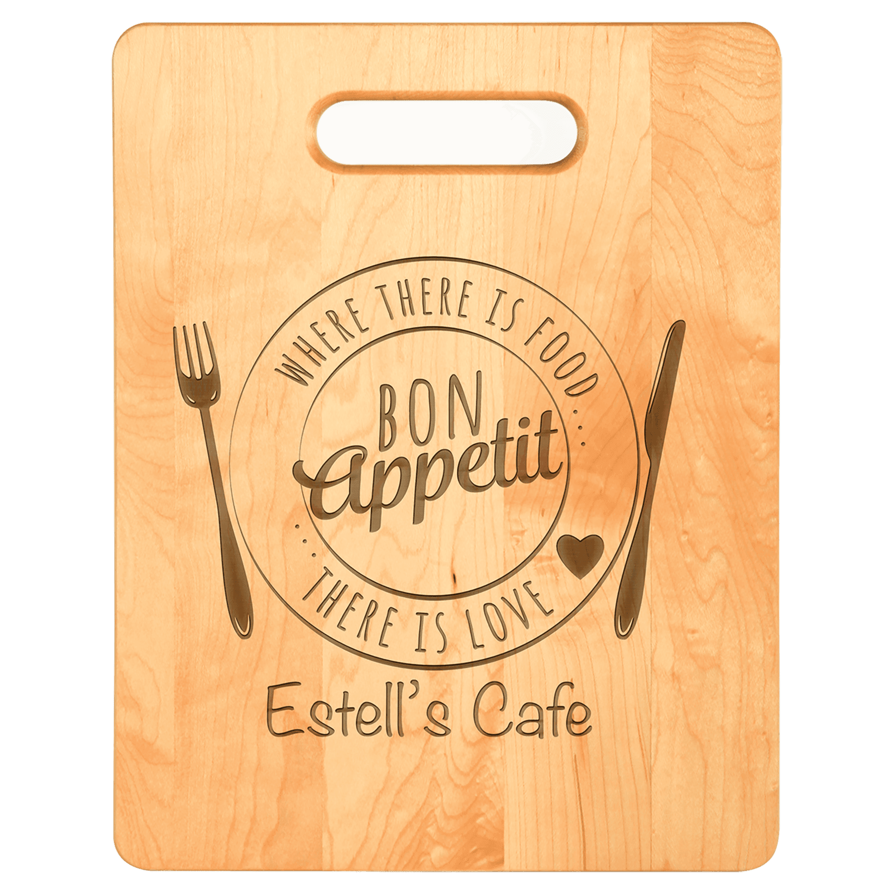 Custom Engraved Maple Cutting Boards with Paddle Handles 13 3/4" x 9 3/4" / Wide Handle Slot