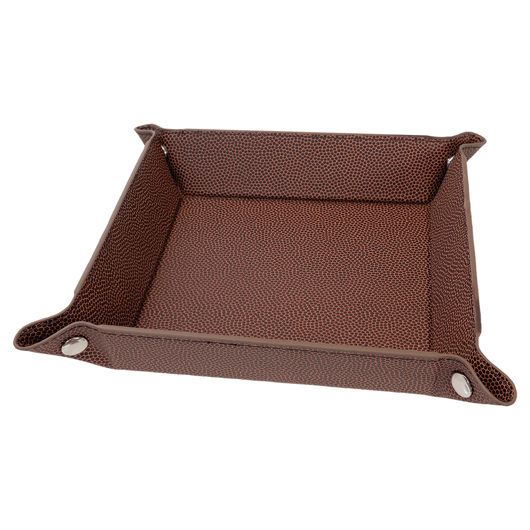 Personalized Catch-All Tray with Snap Up Corners - Leatherette Caddy Trays 6" x 6" / White