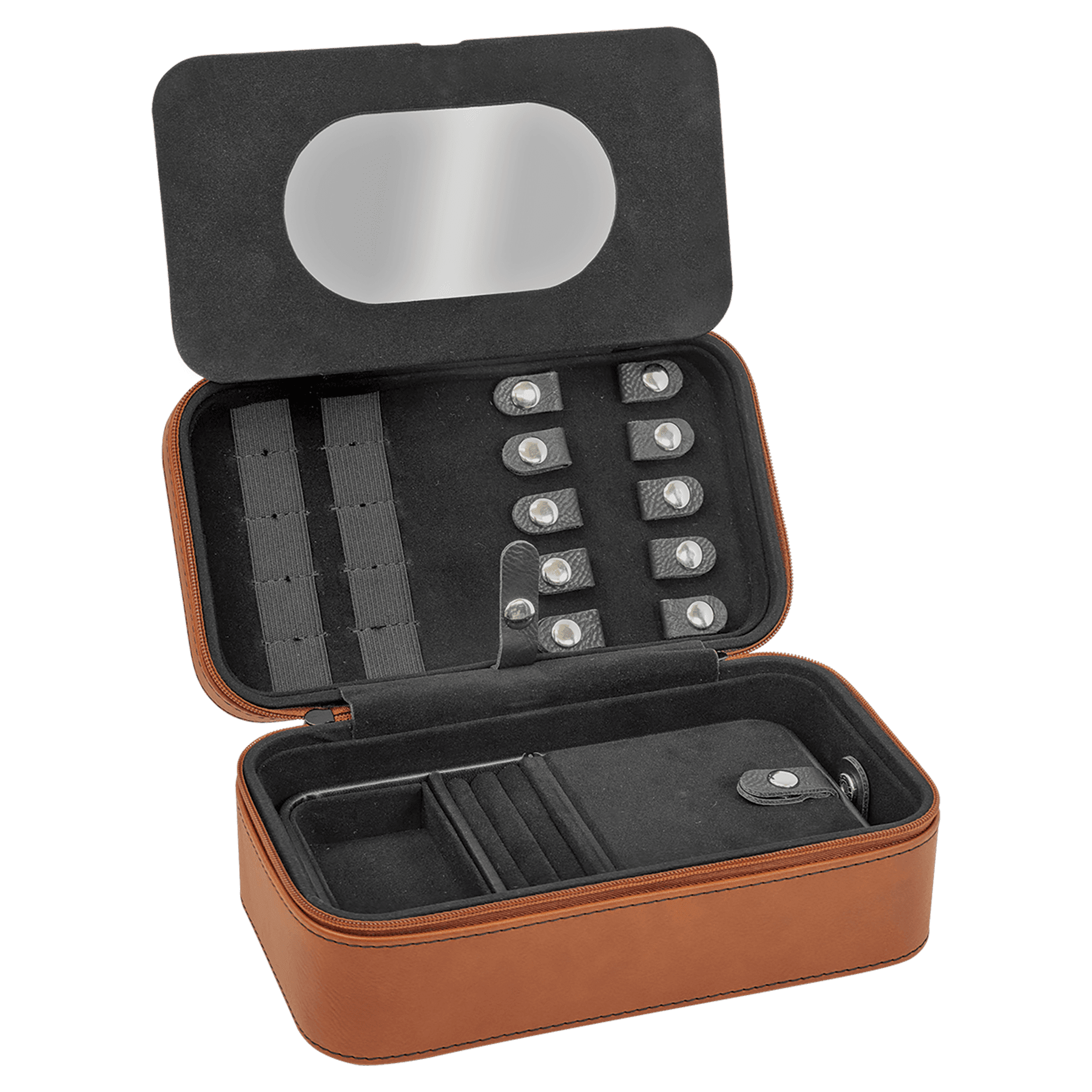 Personalized Travel Jewelry Box in Two Sizes with Multi-Compartments