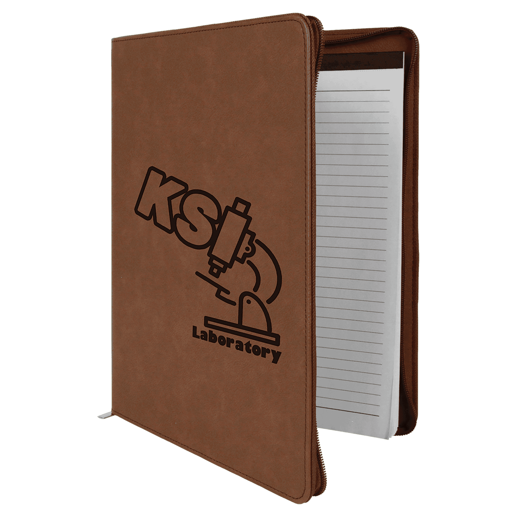 Personalized Professional Portfolios – Zippered & Classic Styles with Notepad 9 1/2" x 12" / Zipper / Dark Brown