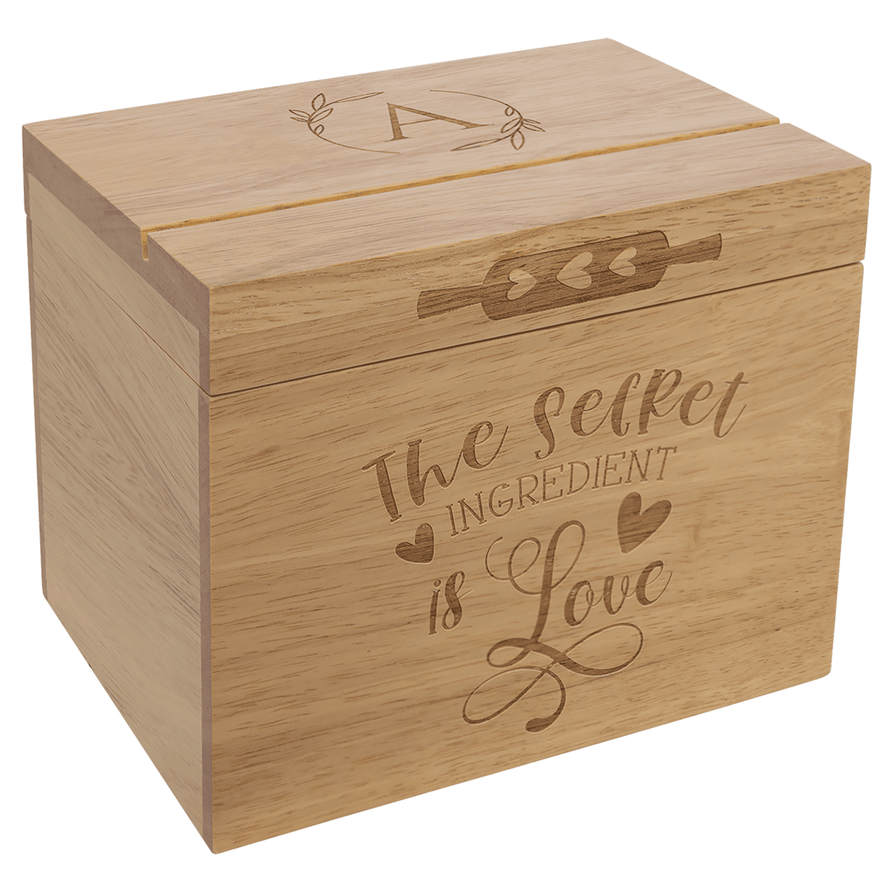 Custom Engraved Wood Recipe Box