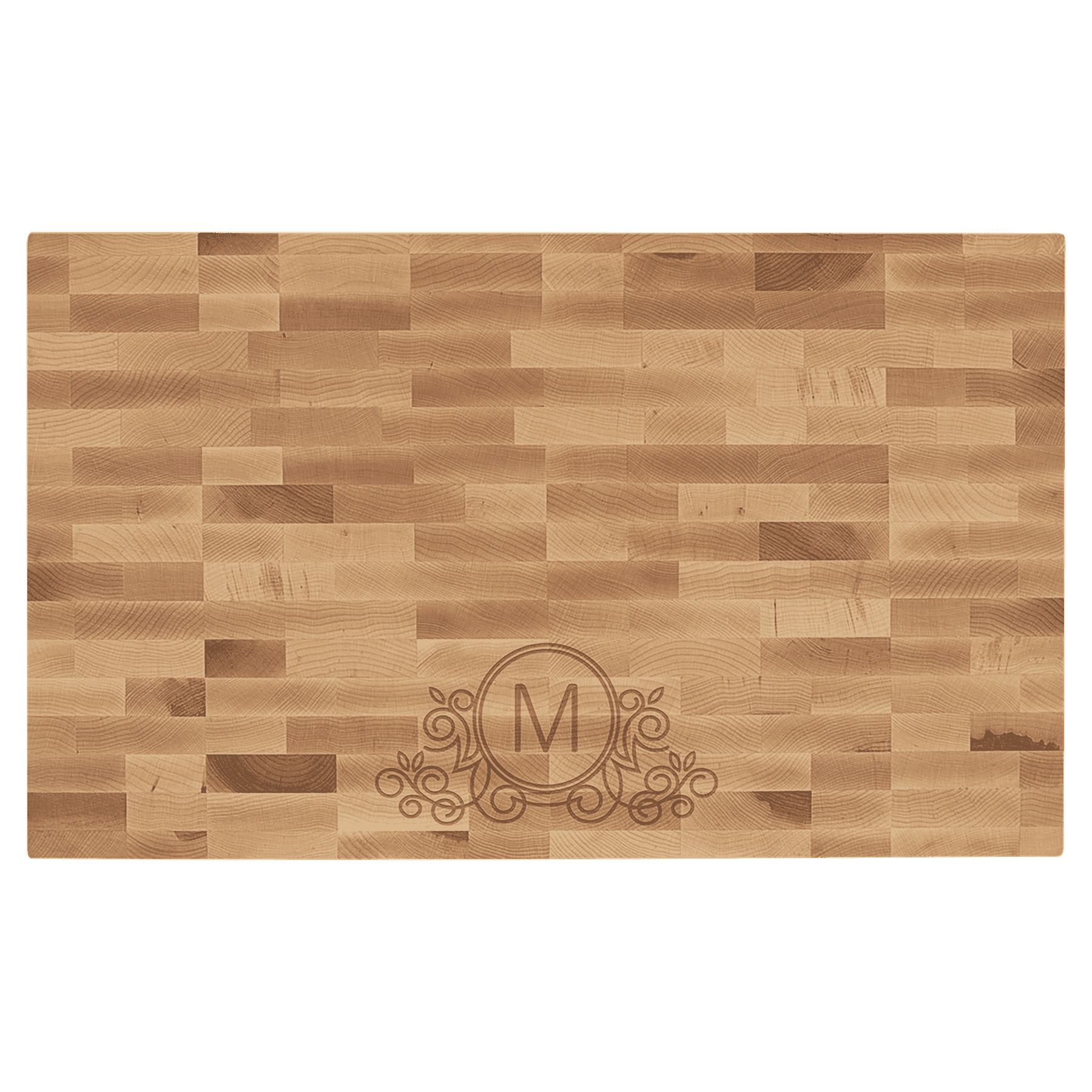 Custom Engraved Butcher Block Cutting Boards - Walnut or Maple Genuine Maple Butcher Block / 22" x 13" x 1 1/2"