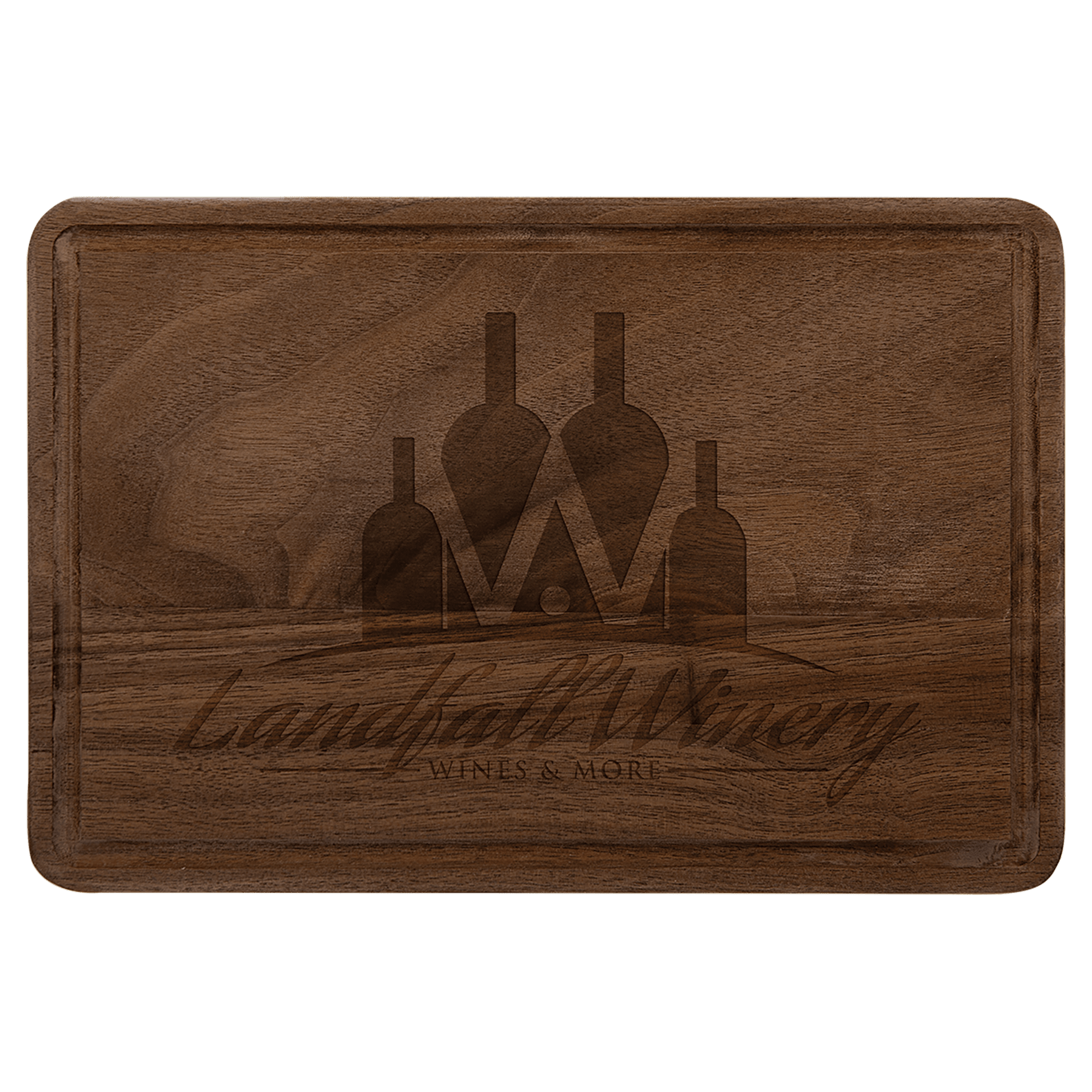 Personalized Walnut Cutting Board with Drip Ring and Custom Engraving 9" x 6 / Walnut