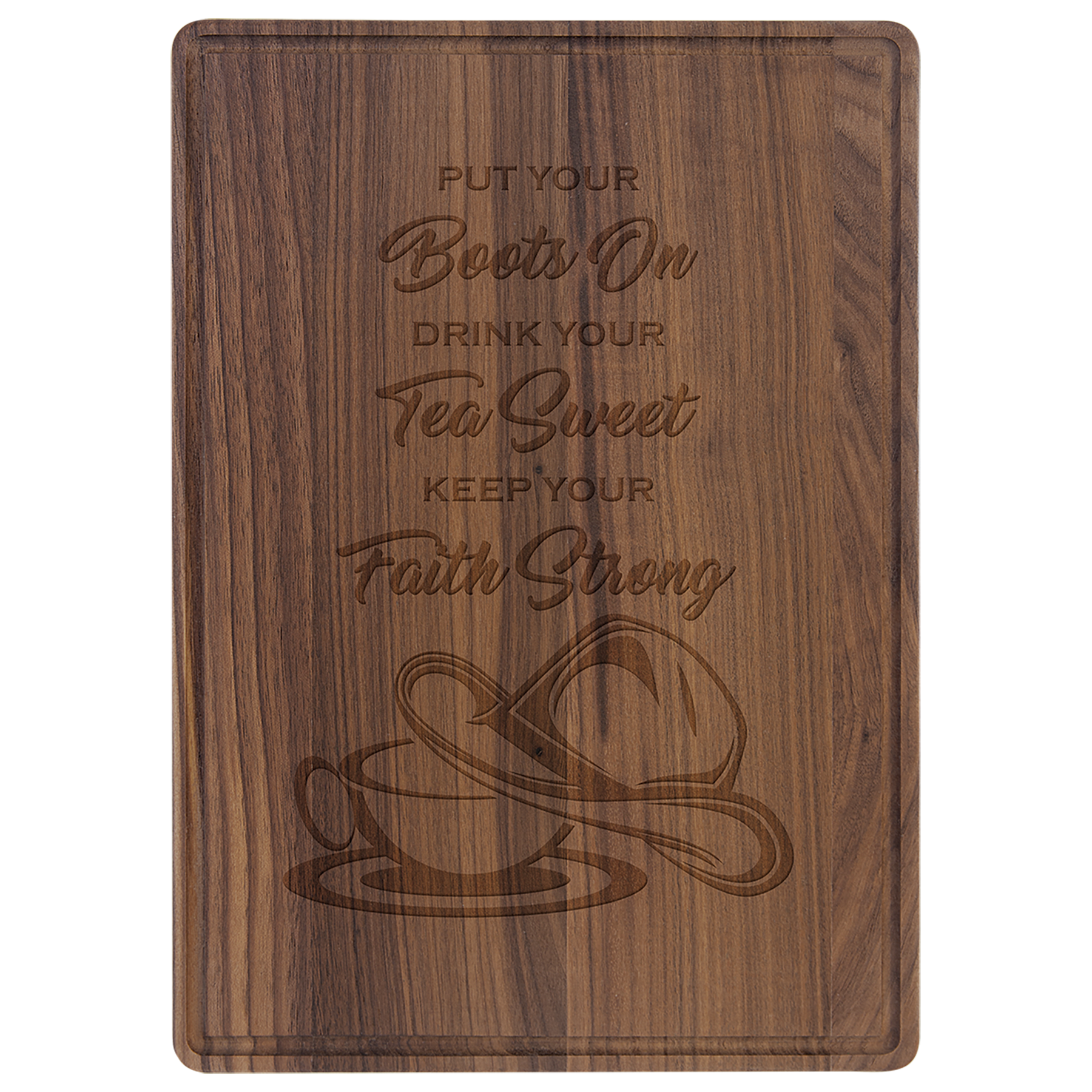 Personalized Walnut Cutting Board with Drip Ring and Custom Engraving 11 1/2" x 8 3/4" / Walnut