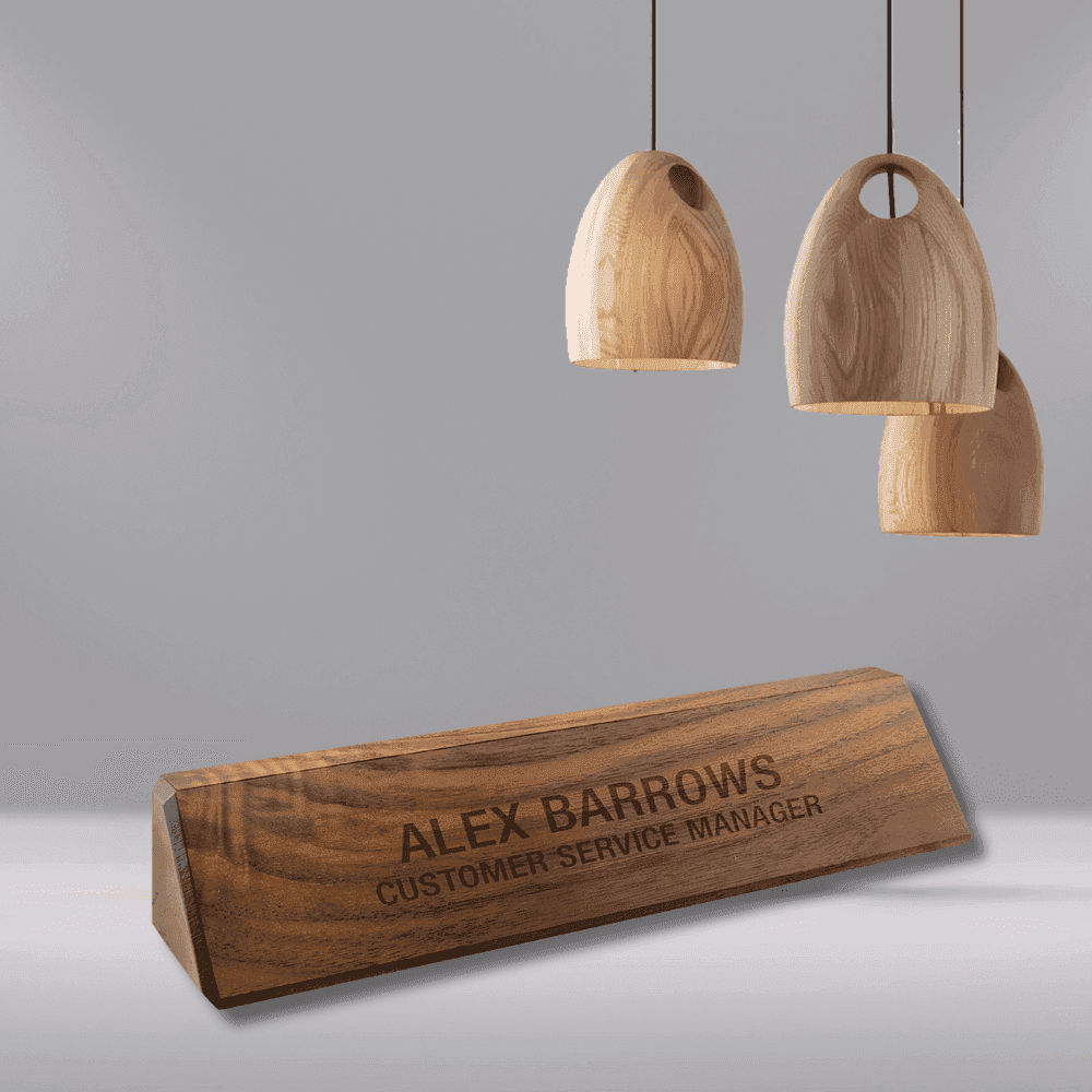 Premium Desk Wedges in Genuine Wood and Leatherette Walnut / 8 1/2" / Standard