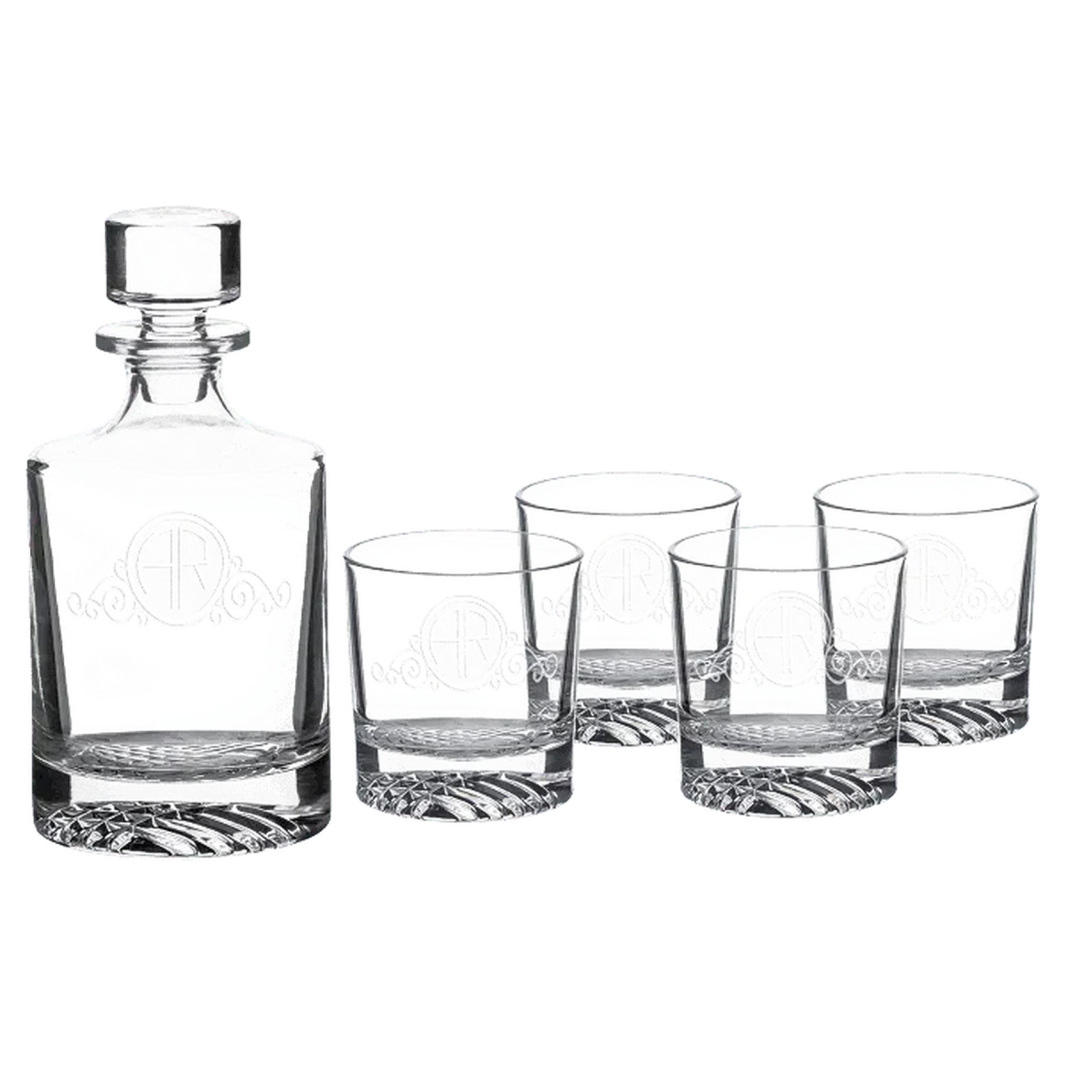 Personalized Glass Decanter Sets With 4 Rocks Glasses & Gift Box 750ml Square Decanter Set (4 11 oz. Glasses)