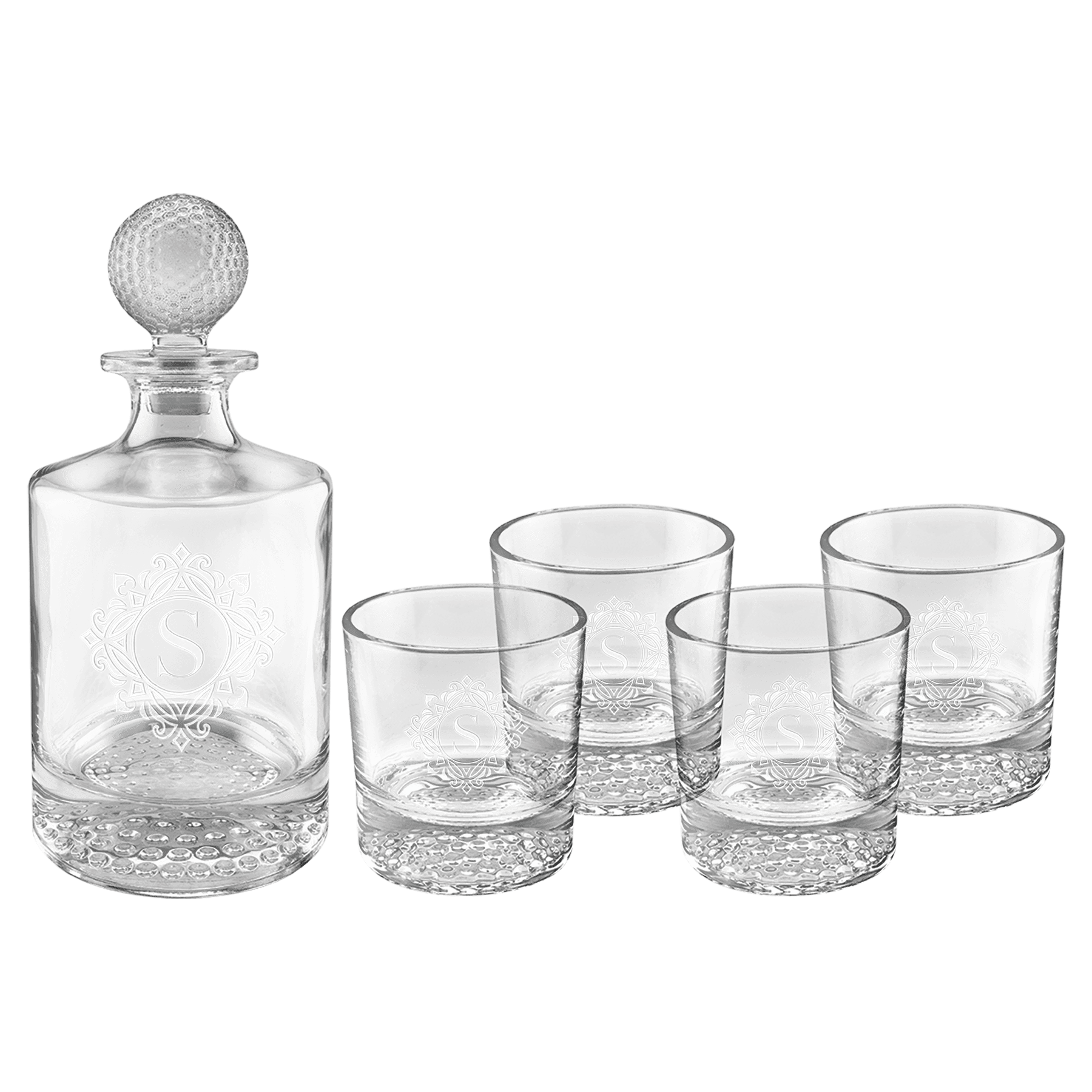 Personalized Glass Decanter Sets With 4 Rocks Glasses & Gift Box 750ml Square Decanter Set (4 11 oz. Glasses)