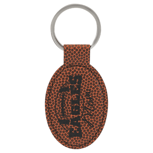 Personalized Leatherette Keychains - With Football & Basketball Styles Oval - Double Stitching / Football / Football Leatherette