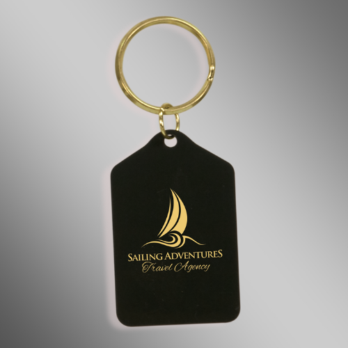 Personalized Keychains - Black Brass for Commemorative Gifts Tablet / 1 1/2" x 2 1/2" / Black/Gold