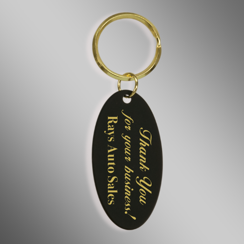 Personalized Commemorative Brass Keychains - Black with Gold Engraving Tablet / 1 1/2" x 2 1/2" / Black/Gold