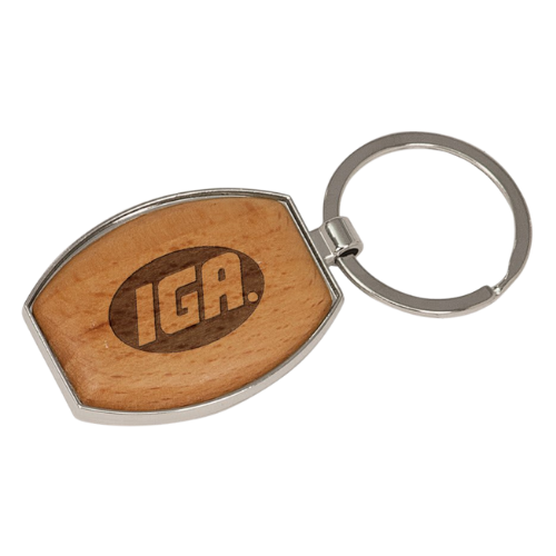 Personalized Keychains – Natural Beechwood with Silver Accents Oval / Beechwood / 1 1/2" x 1 15/16"