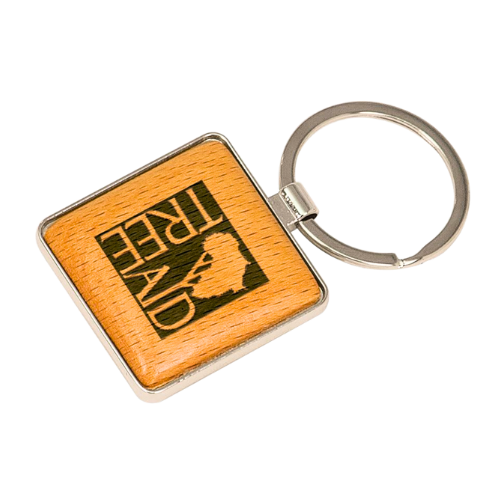 Personalized Keychains – Natural Beechwood with Silver Accents Square / Beechwood / 1 9/16" x 1 9/16"