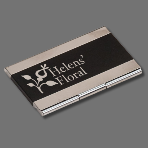 Personalized Business Card Cases – Wood and Stainless Steel Styles Beechwood / 3 3/4" x 2 1/2"