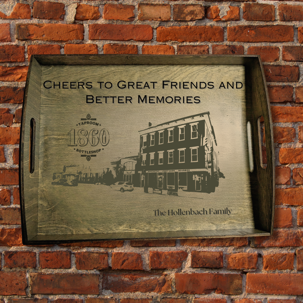 Hand-Crafted 1860 Birch Wood Serving Tray (Personalization Options Available) Default Title