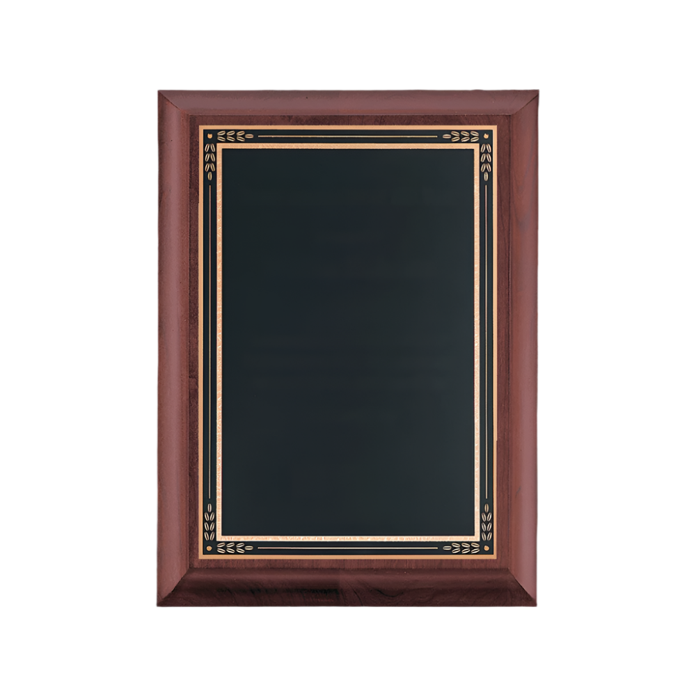 Custom Engraved Cherry Wood Recognition Plaque – Made in the USA Black Florentine Border / 7 x 9