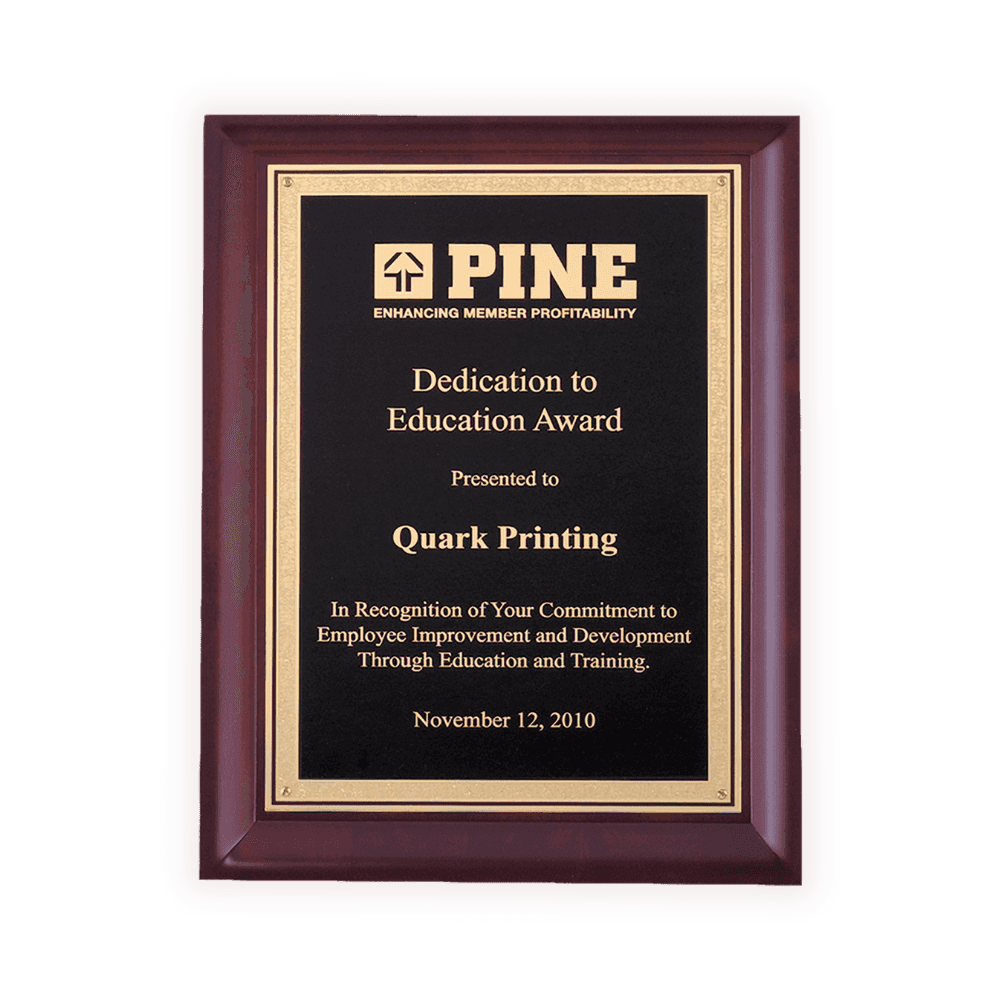 Custom Engraved Cherry Wood Recognition Plaque – Made in the USA Gold Florentine Border / 7 x 9