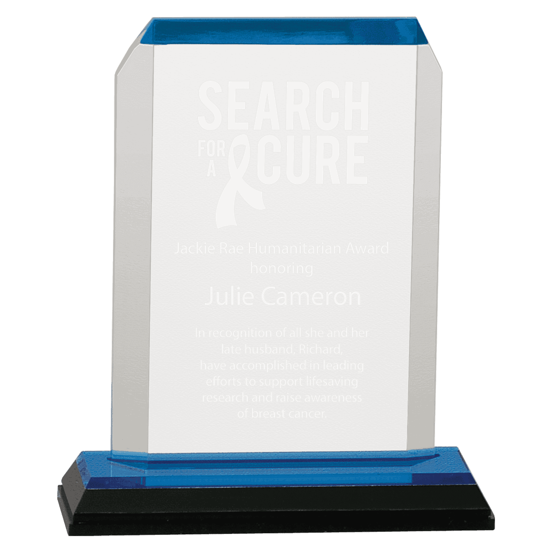 Impress Acrylic Awards with Color Mirror Base and Custom Engraving Arrow Point / Blue / 5 1/2" x 7"
