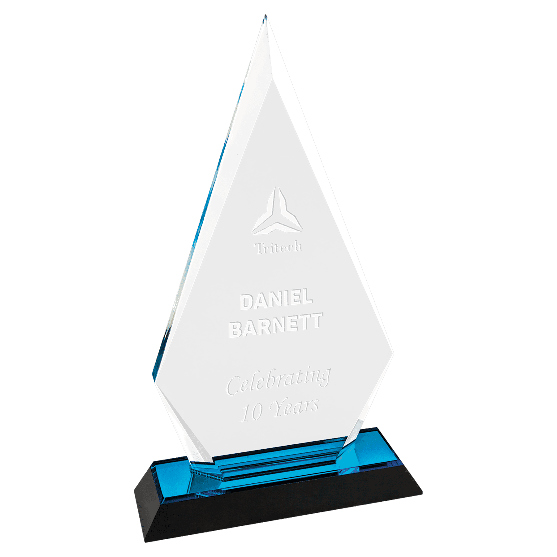 Arrow and Octagon Point Impress Acrylic Awards with Color Mirror Base Arrow Point / Blue / 7"