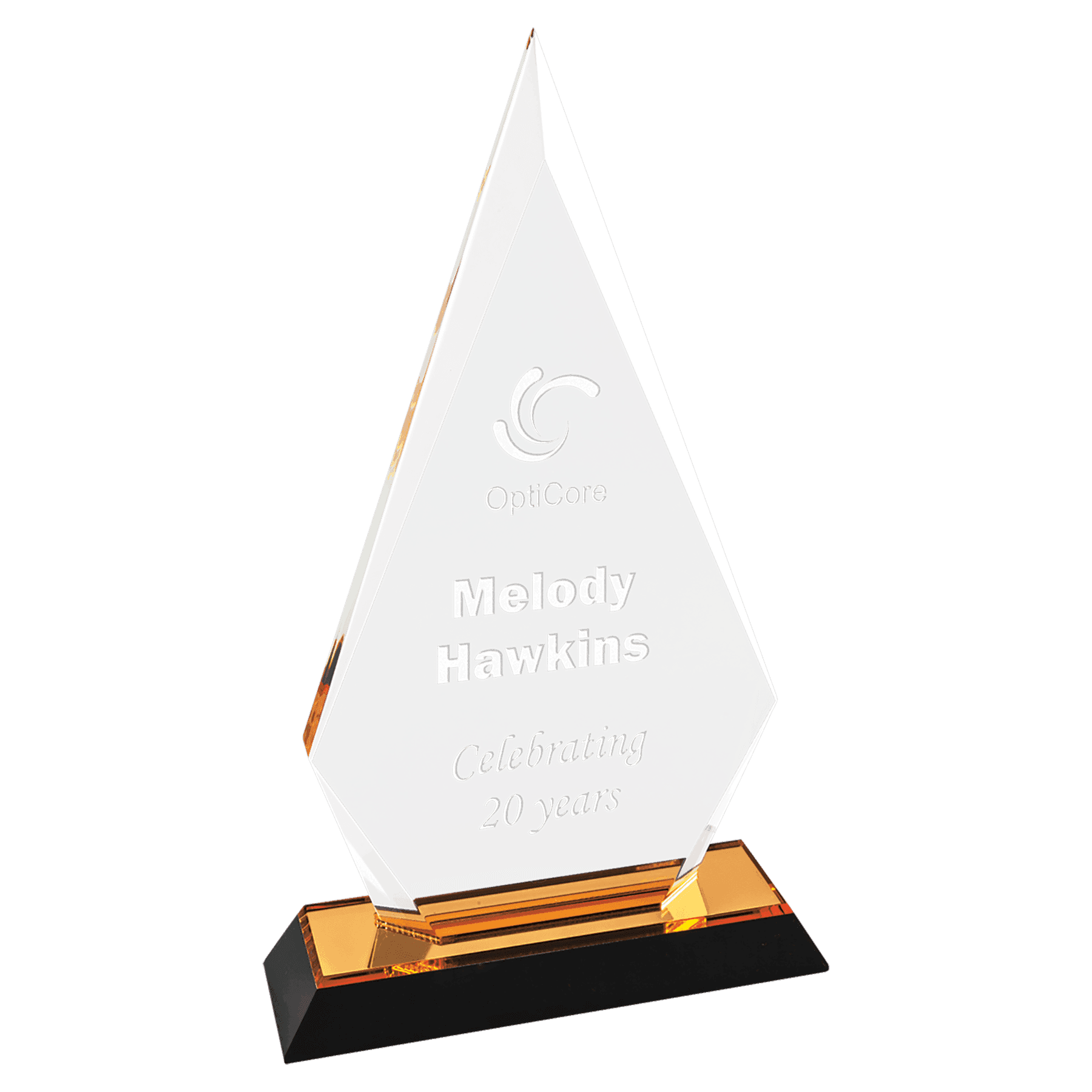 Arrow and Octagon Point Impress Acrylic Awards with Color Mirror Base Arrow Point / Gold / 7"