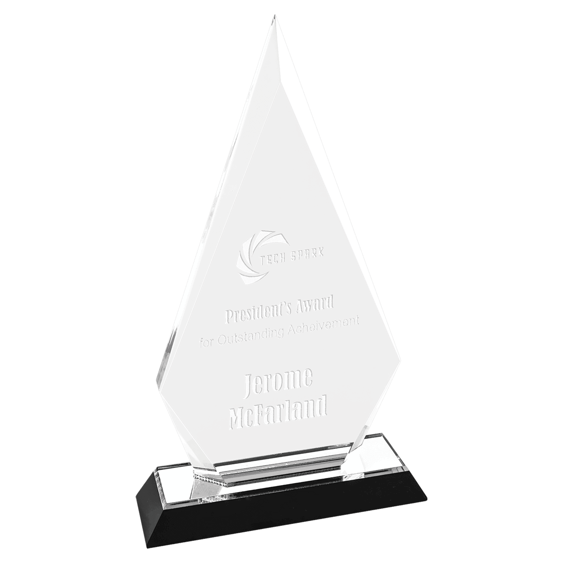 Arrow and Octagon Point Impress Acrylic Awards with Color Mirror Base Arrow Point / Silver / 7"