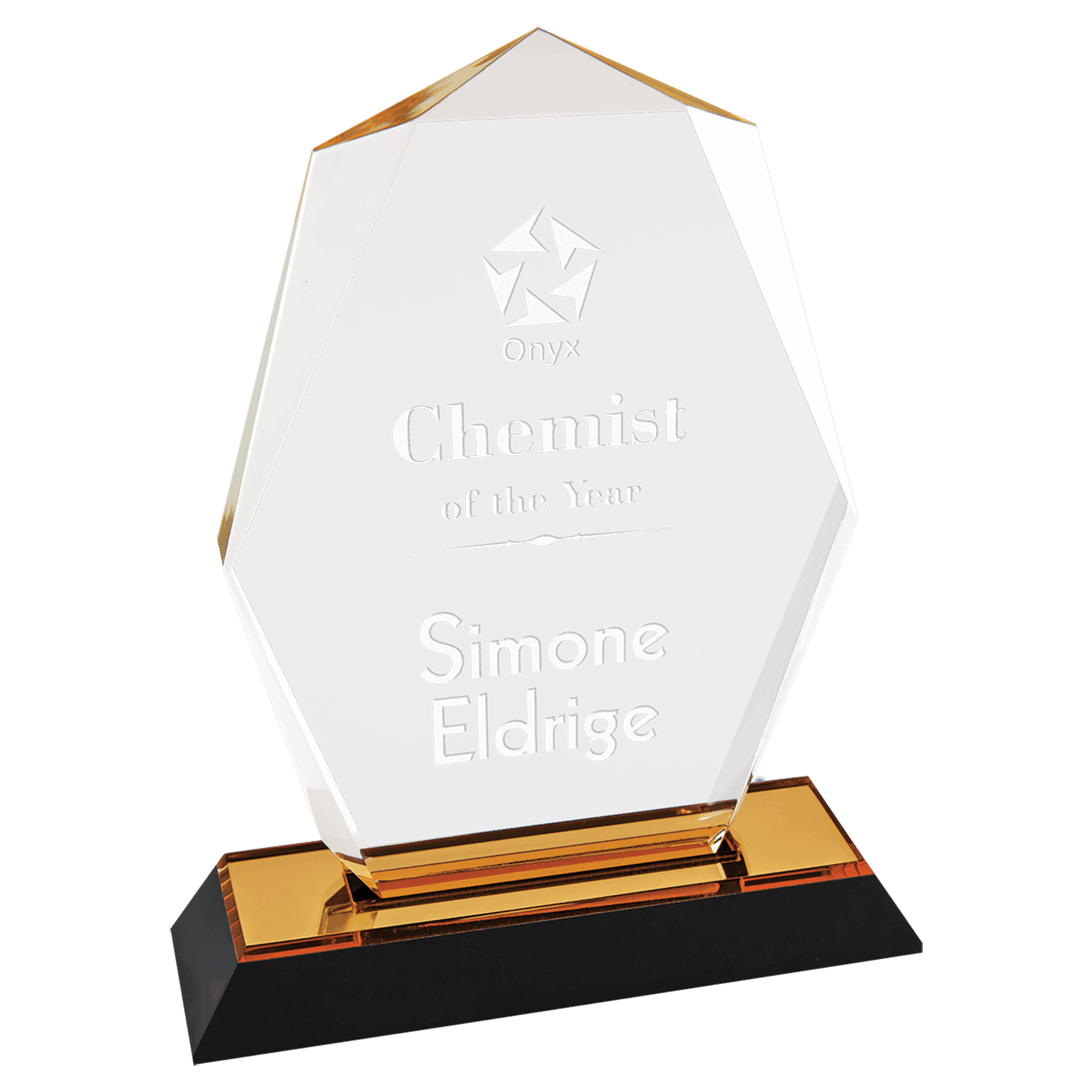Arrow and Octagon Point Impress Acrylic Awards with Color Mirror Base Octagon Point / Gold / 7"