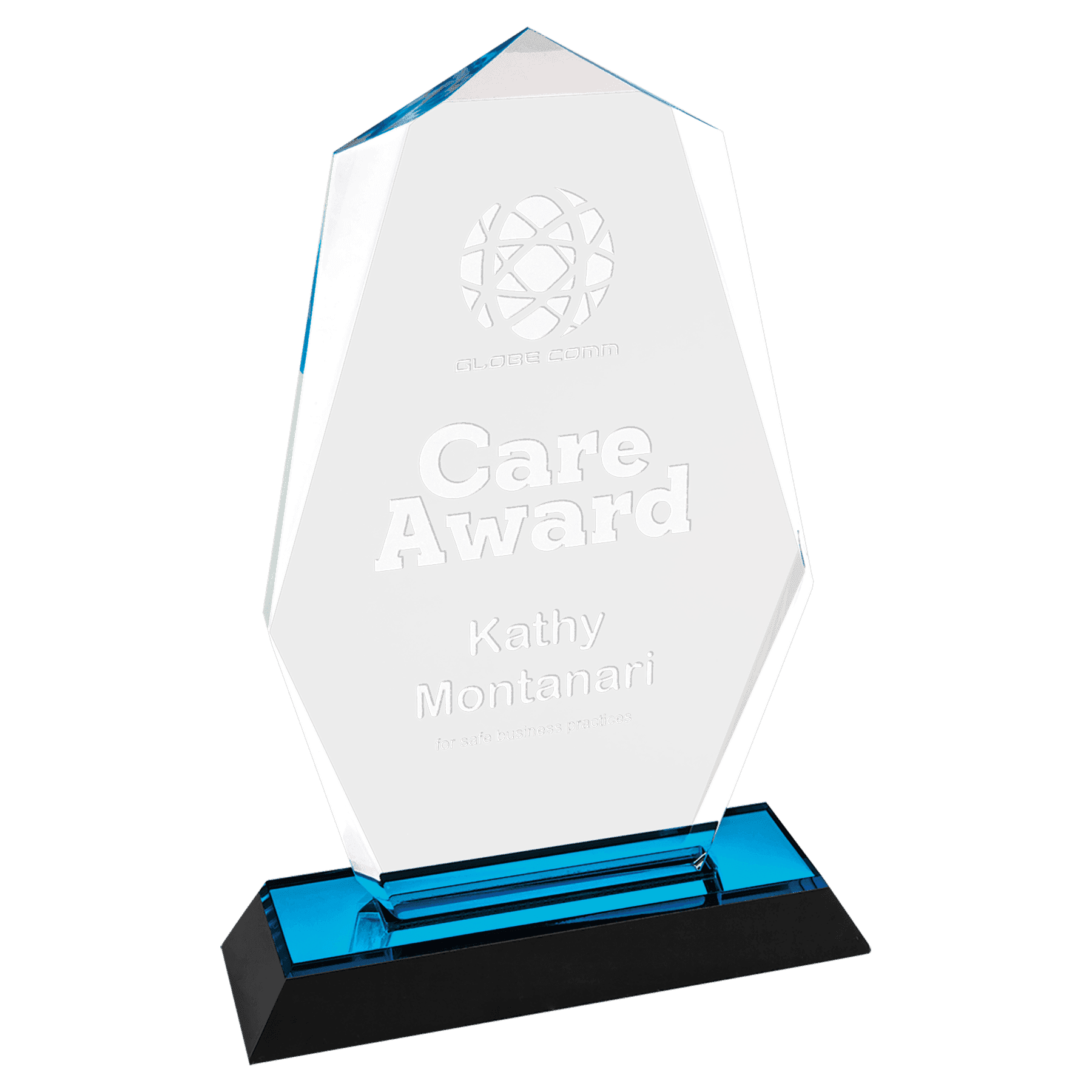Arrow and Octagon Point Impress Acrylic Awards with Color Mirror Base Octagon Point / Blue / 7"