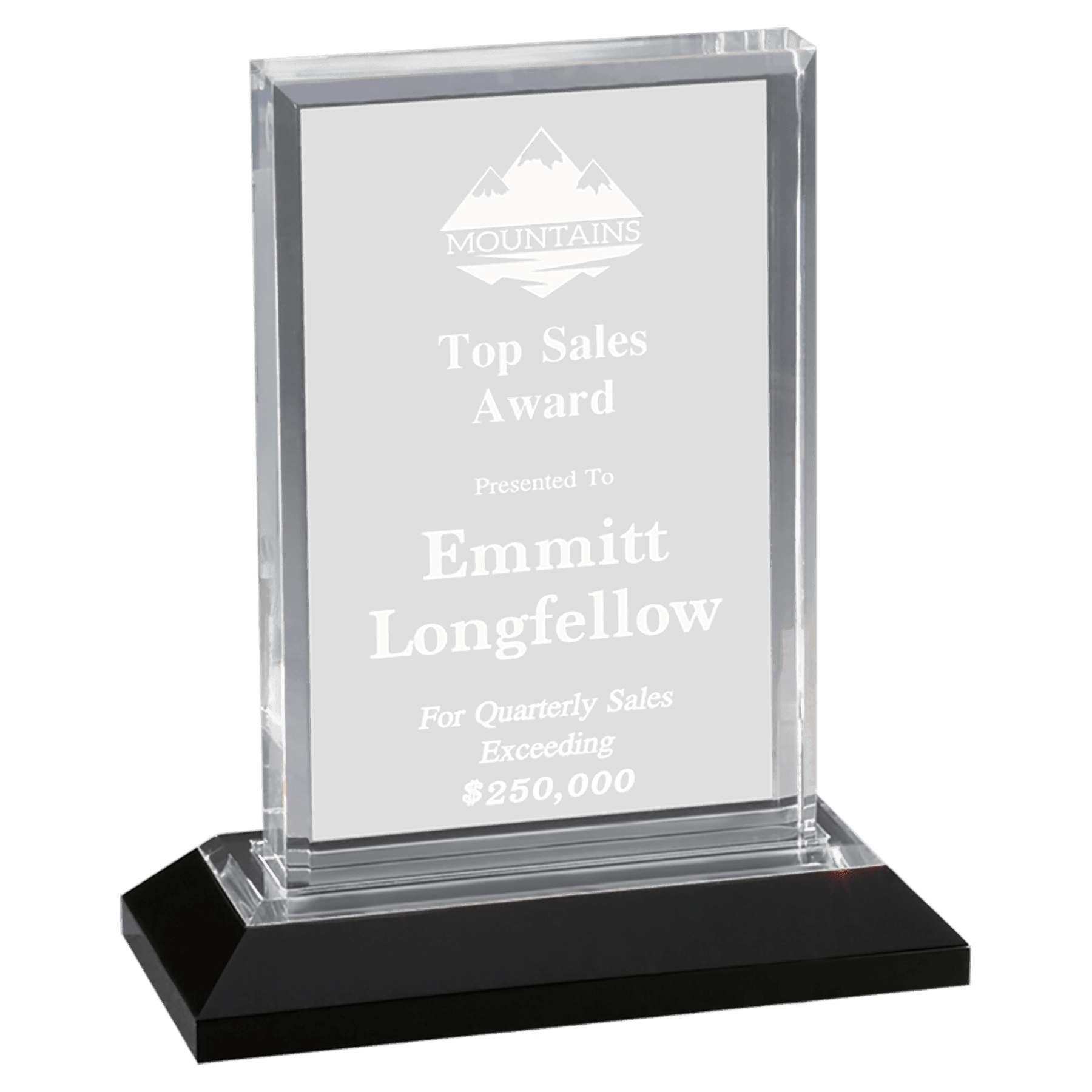 Impress Acrylic Awards with Color Mirror Base and Custom Engraving Arrow Point / Blue / 5 1/2" x 7"