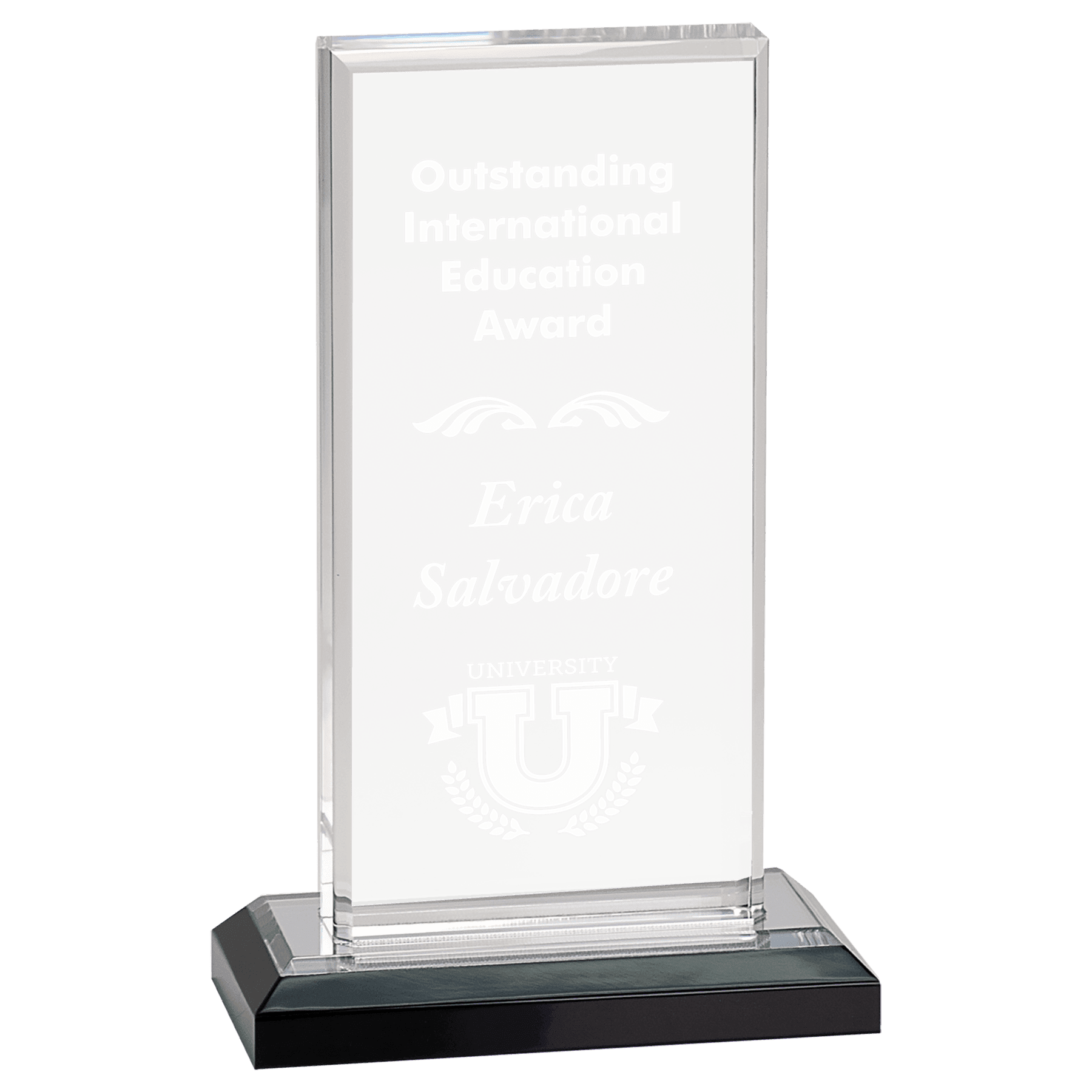 Impress Acrylic Awards with Color Mirror Base and Custom Engraving Arrow Point / Blue / 5 1/2" x 7"