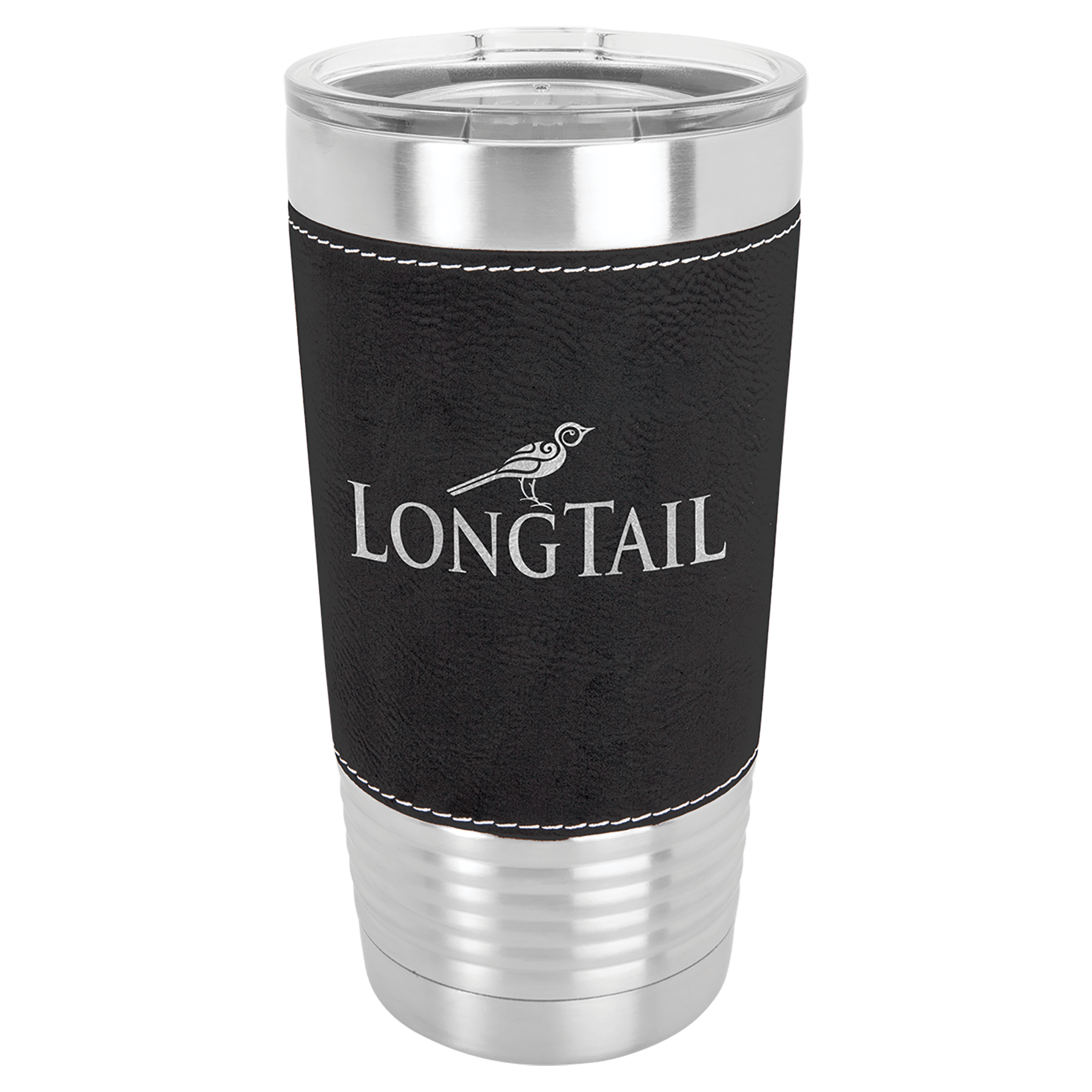 20 oz. Personalized Tumblers with Custom Engraving – Polar Camel Black/Silver / 20 oz. Leatherette Wrapped Tumbler