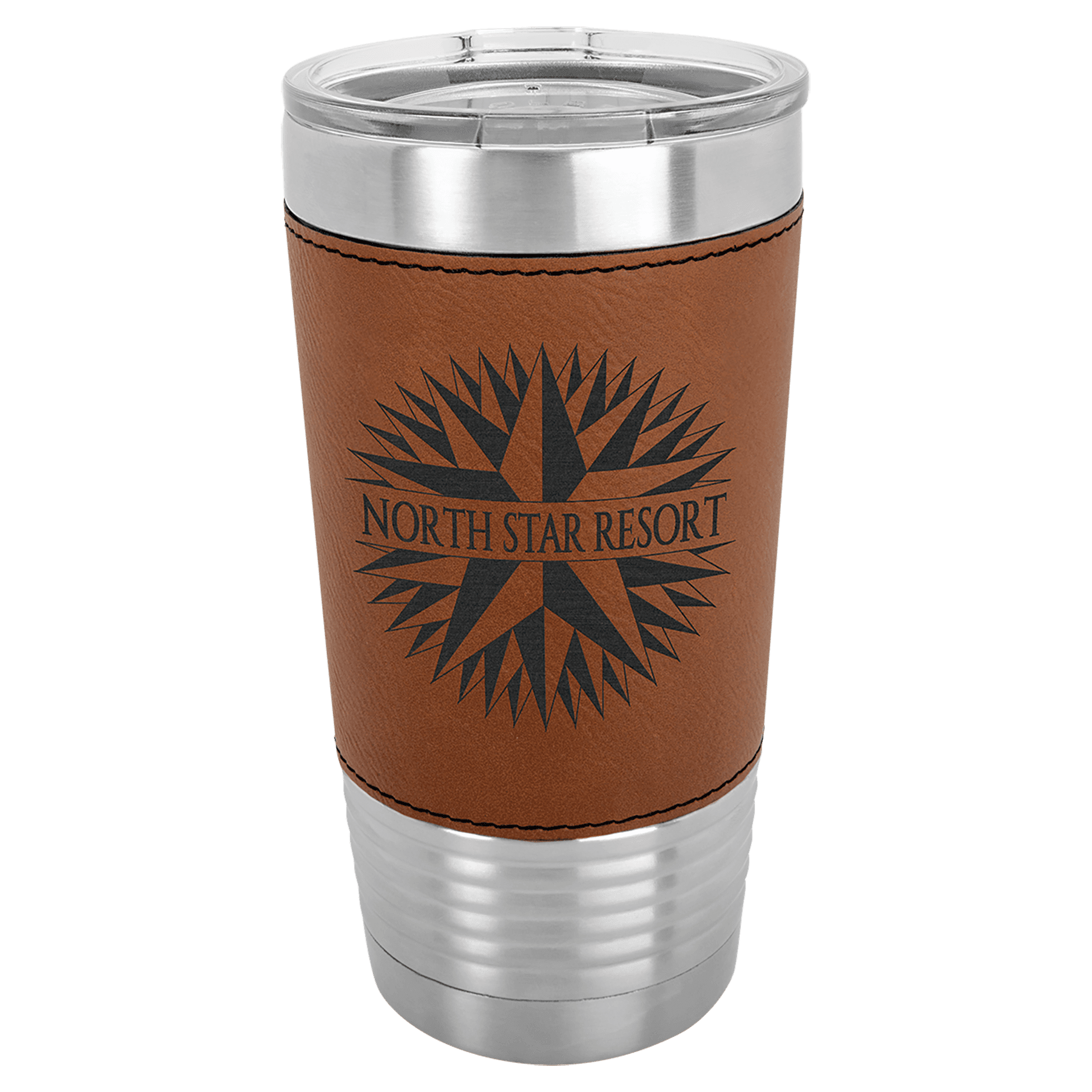 20 oz. Personalized Tumblers with Custom Engraving – Polar Camel Rawhide / 20 oz. Leatherette Wrapped Tumbler