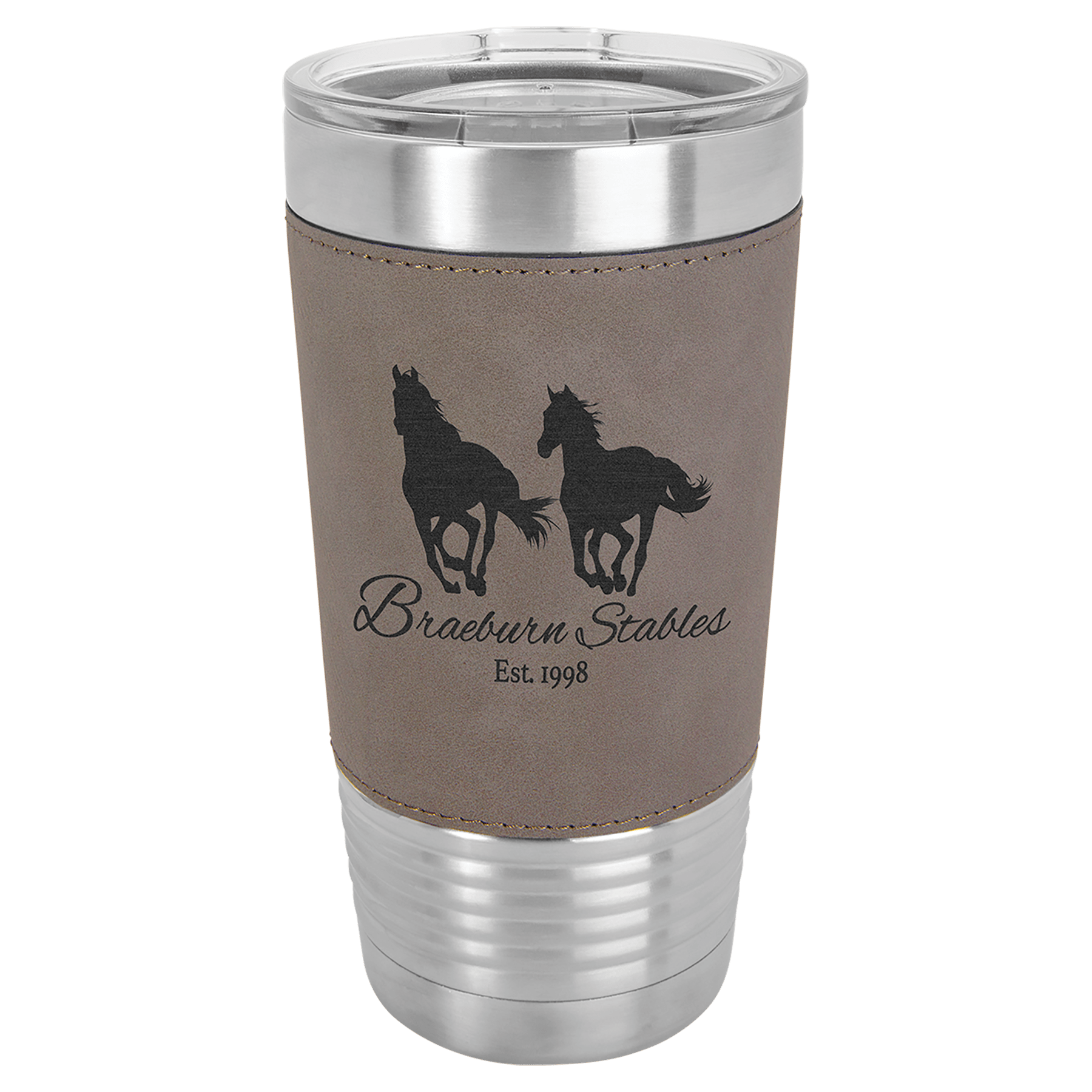 20 oz. Personalized Tumblers with Custom Engraving – Polar Camel Gray / 20 oz. Leatherette Wrapped Tumbler