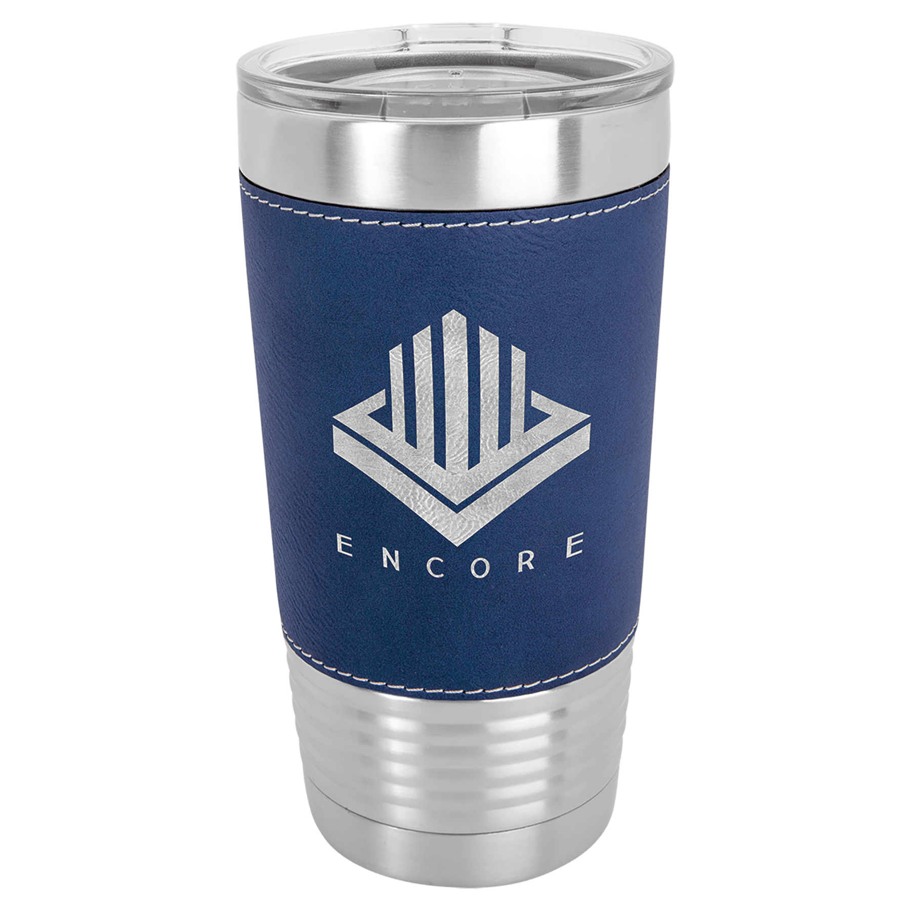 20 oz. Personalized Tumblers with Custom Engraving – Polar Camel Blue/Silver / 20 oz. Leatherette Wrapped Tumbler