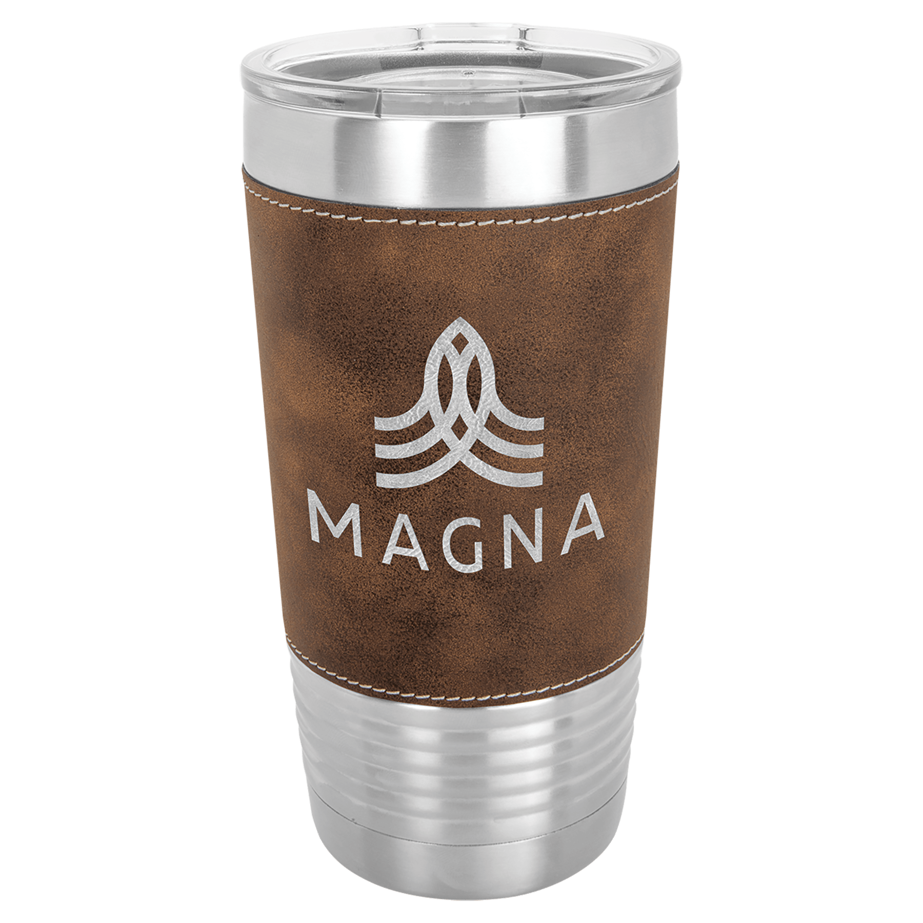 20 oz. Personalized Tumblers with Custom Engraving – Polar Camel Rustic/Silver / 20 oz. Leatherette Wrapped Tumbler