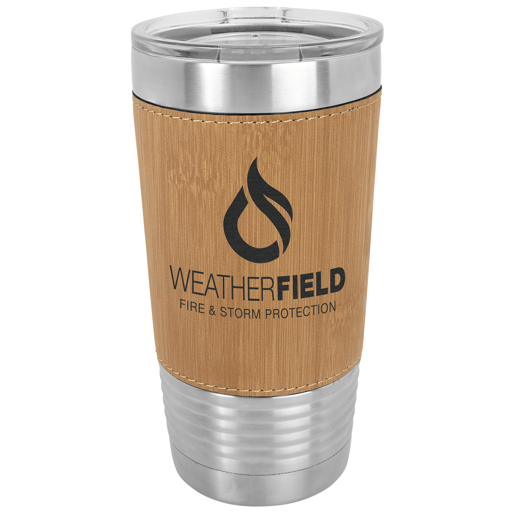 20 oz. Personalized Tumblers with Custom Engraving – Polar Camel Bamboo / 20 oz. Leatherette Wrapped Tumbler