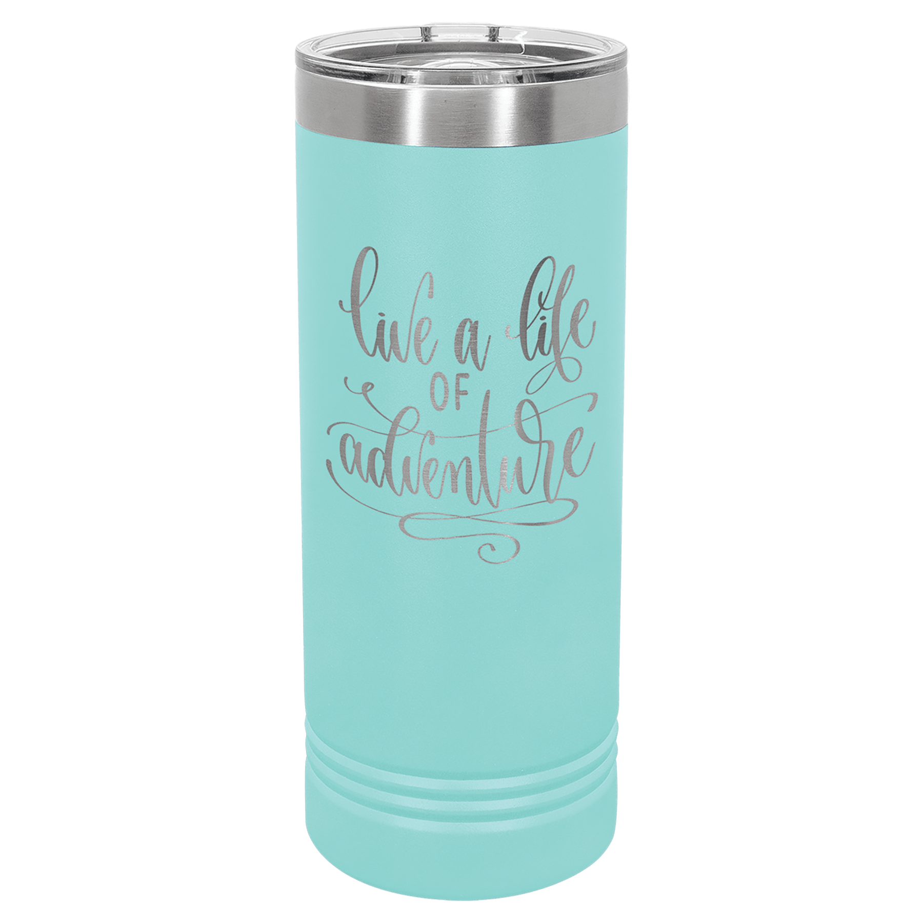 Personalized Skinny Tumblers – 2X Insulated Drinkware Powder Coated / Teal / Skinny Tumbler