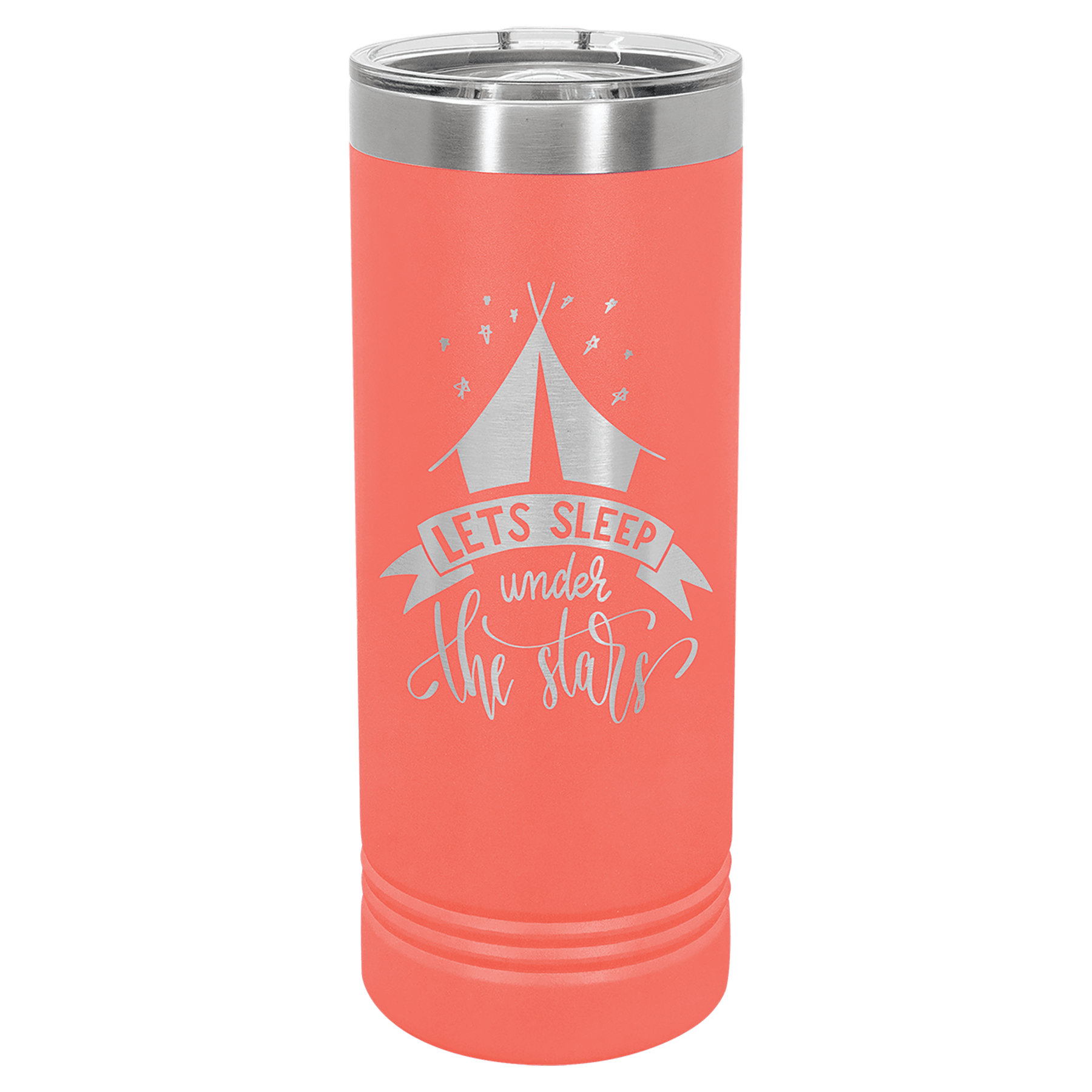 Personalized Skinny Tumblers – 2X Insulated Drinkware Powder Coated / Coral / Skinny Tumbler