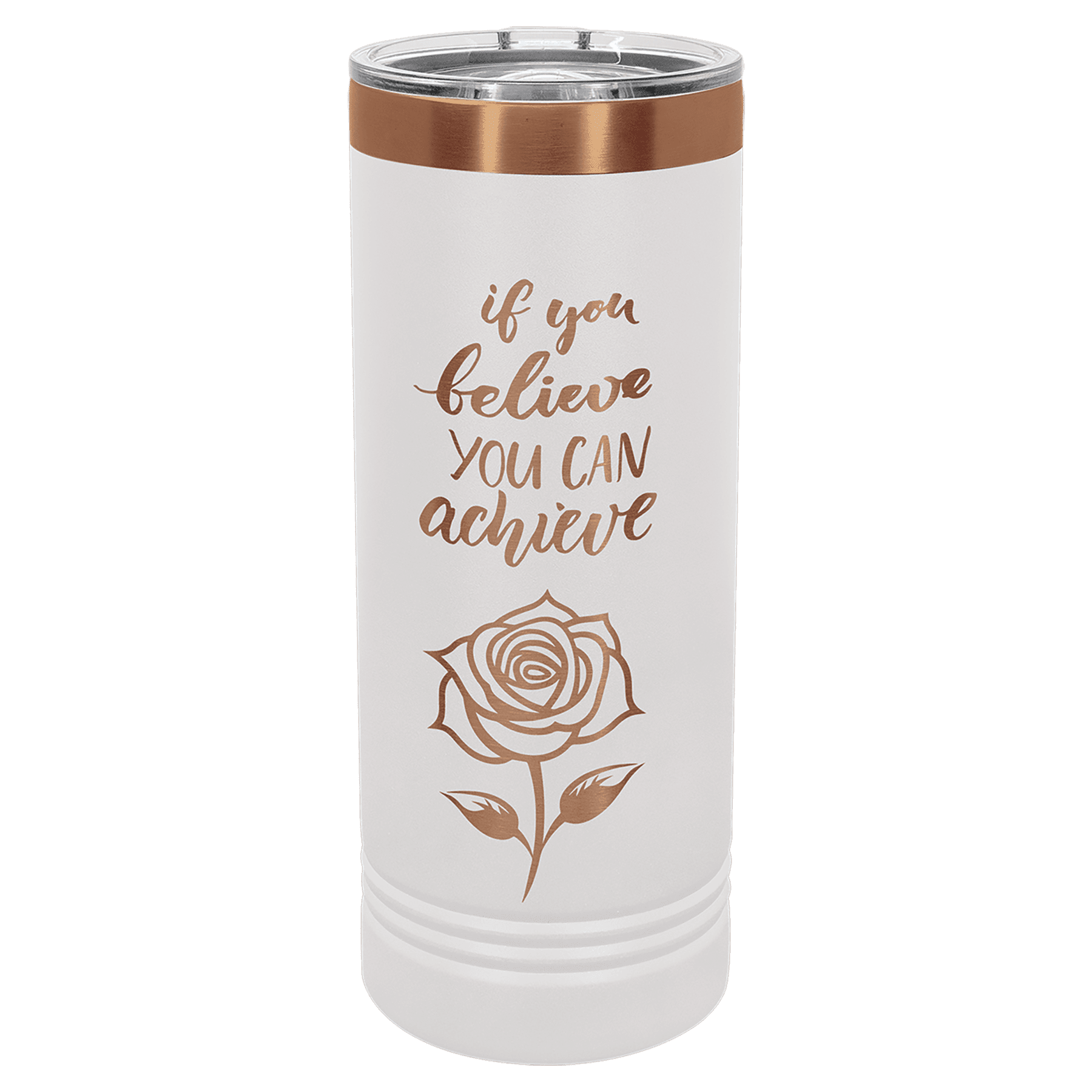 Personalized Skinny Tumblers – 2X Insulated Drinkware Ion Plated / White/Rose Gold / Skinny Tumbler