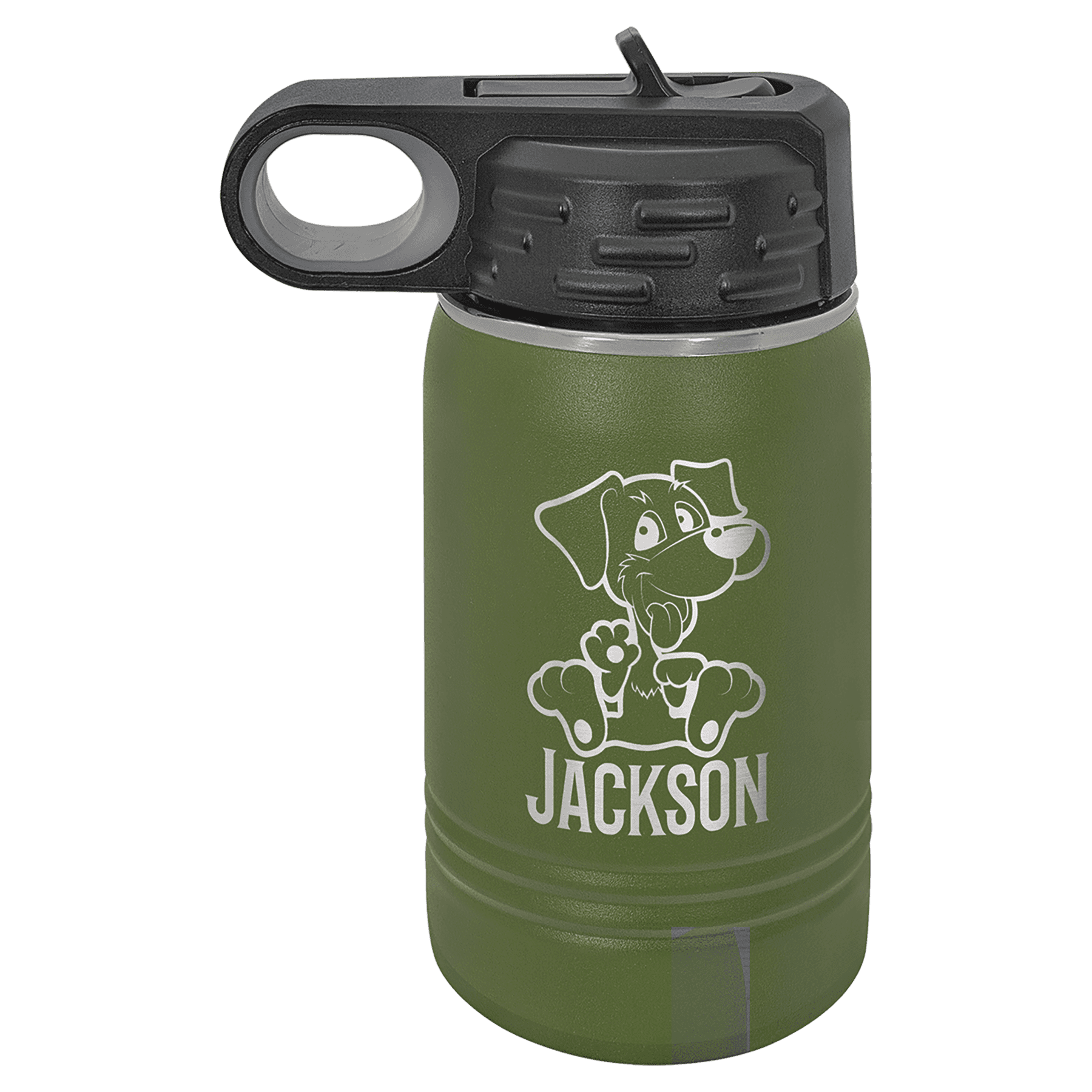 Personalized Water Bottles – Custom Engraved Polar Camel Drinkware 12 oz. / Olive Green / Powder Coated/Leatherette