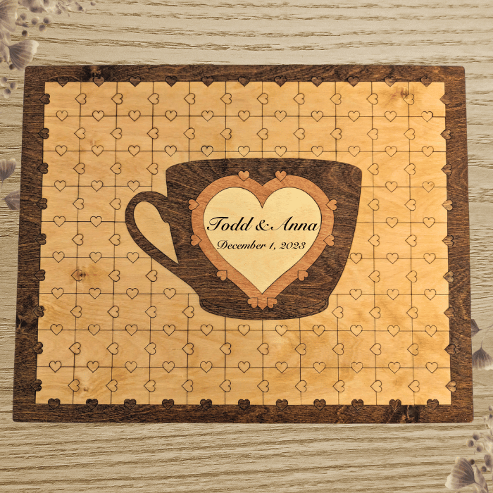 Laser Cut Wedding Wood Puzzle Piece Guestbook