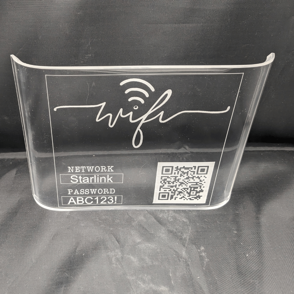 Laser Engraved Acrylic WiFi Sign with QR Code