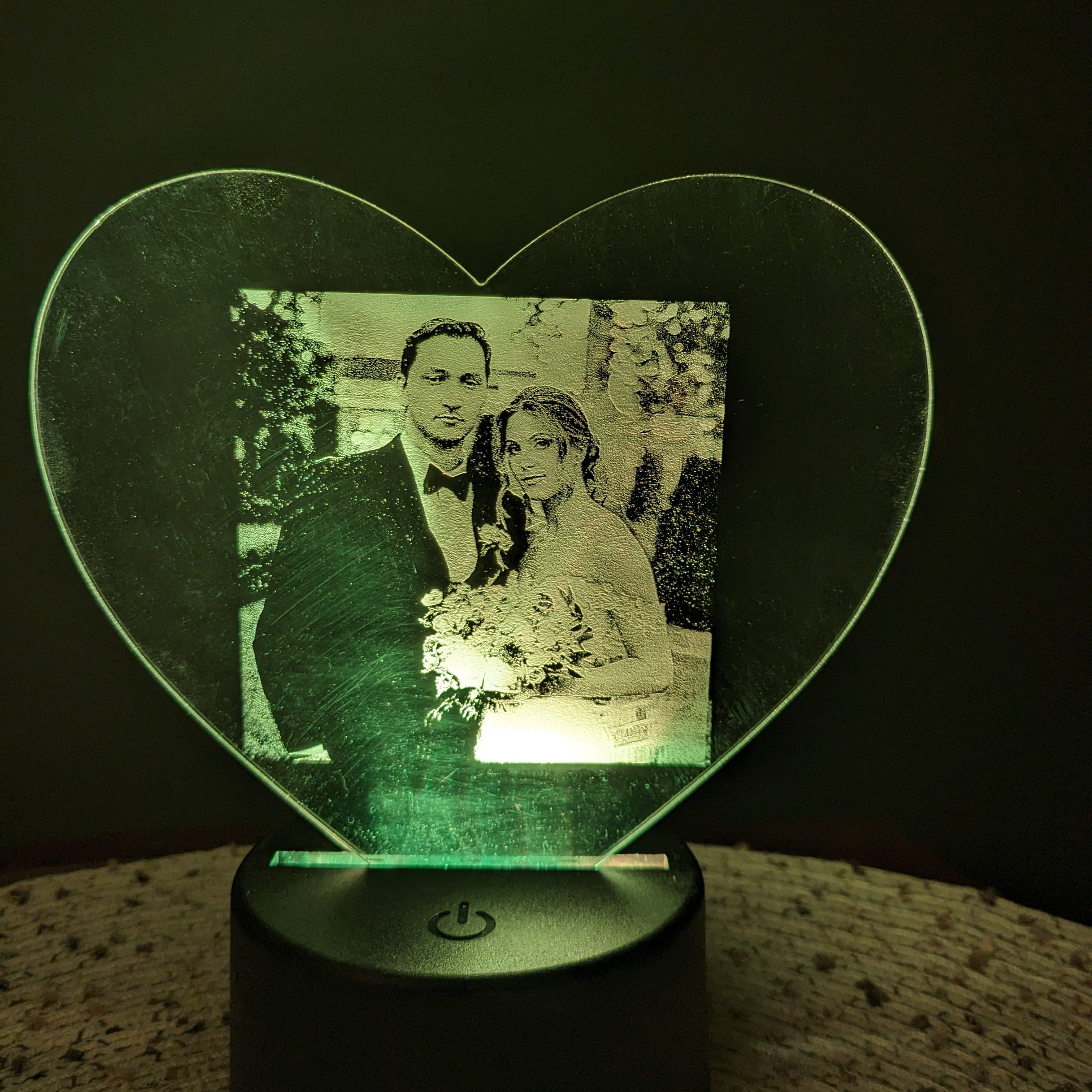 Laser Engraved LED Acrylic Table Display for Weddings & Memorials with Photo Etching