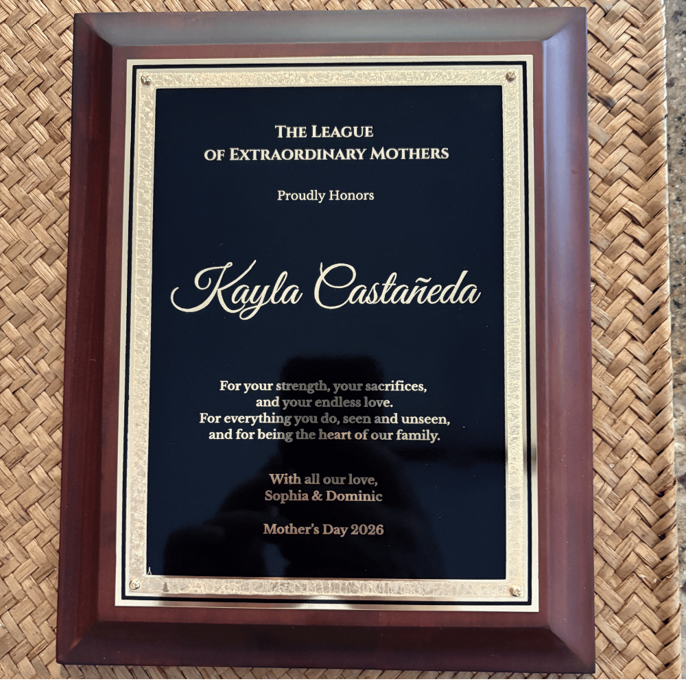 Laser Engraved Memorial Recognition Plaque
