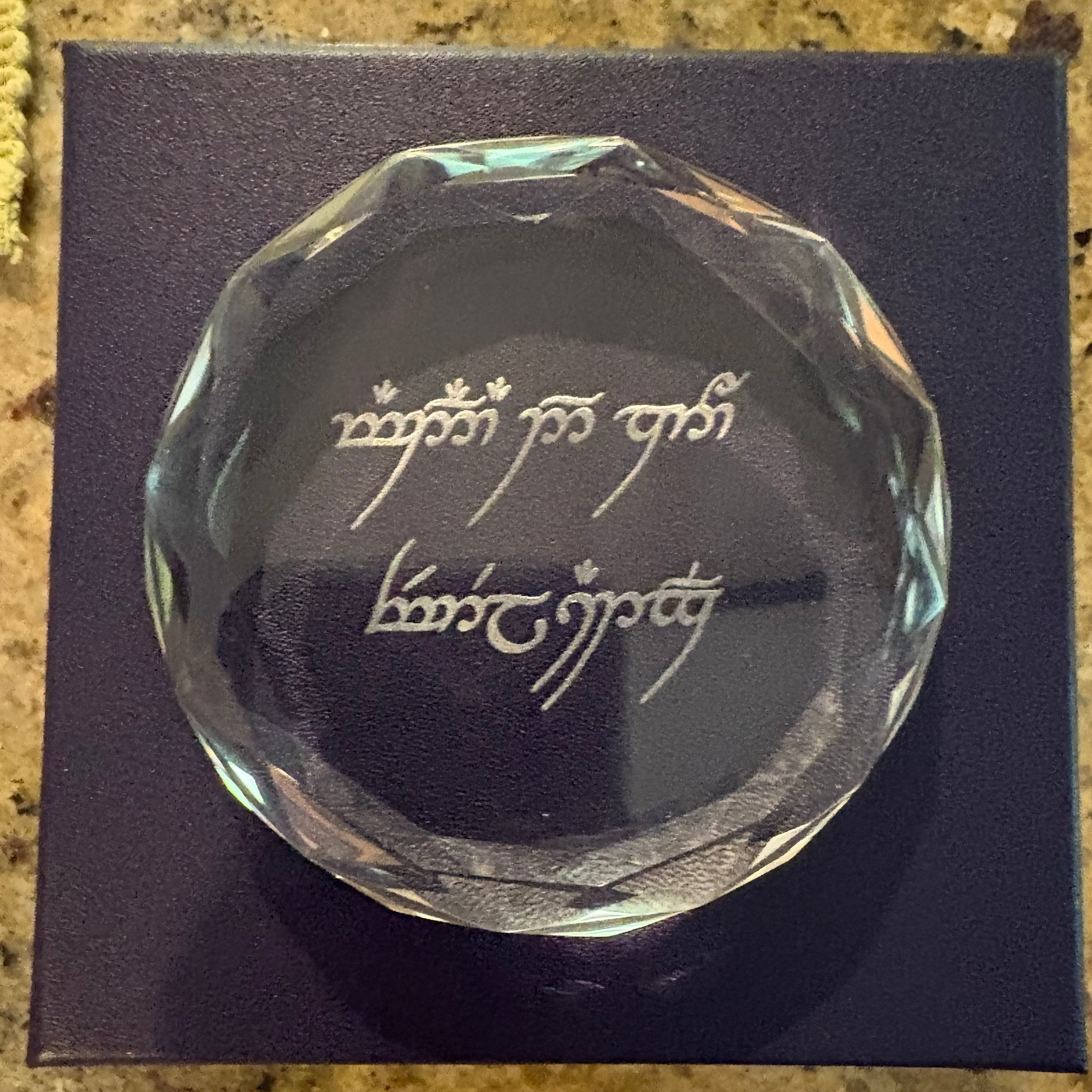 Laser etched crystal paperweight for recognition