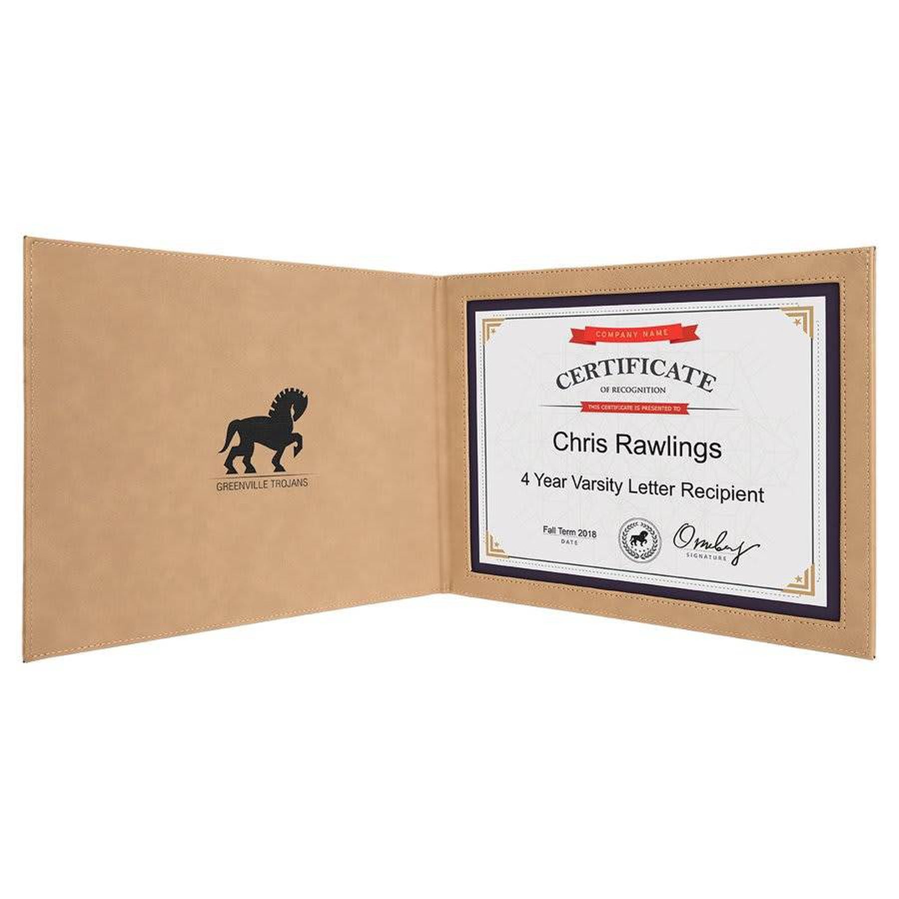Personalized Certificate Holder in Leatherette Colors Dark Brown / 11" (W) x 8 1/2" (H)