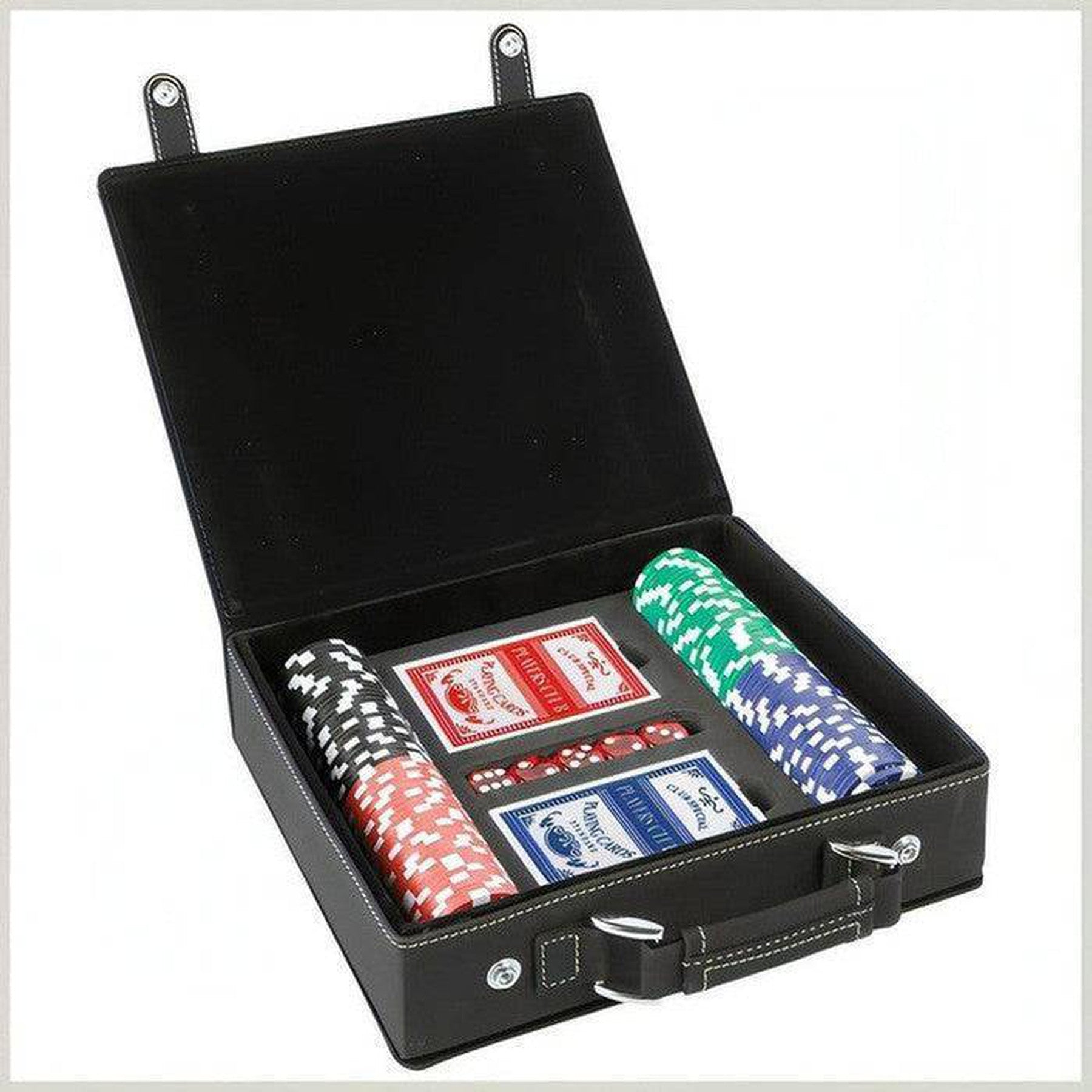 Personalized Poker Set in Leatherette Carry Case - 100 chips, 2 Card Decks Football / Football Leatherette / 100
