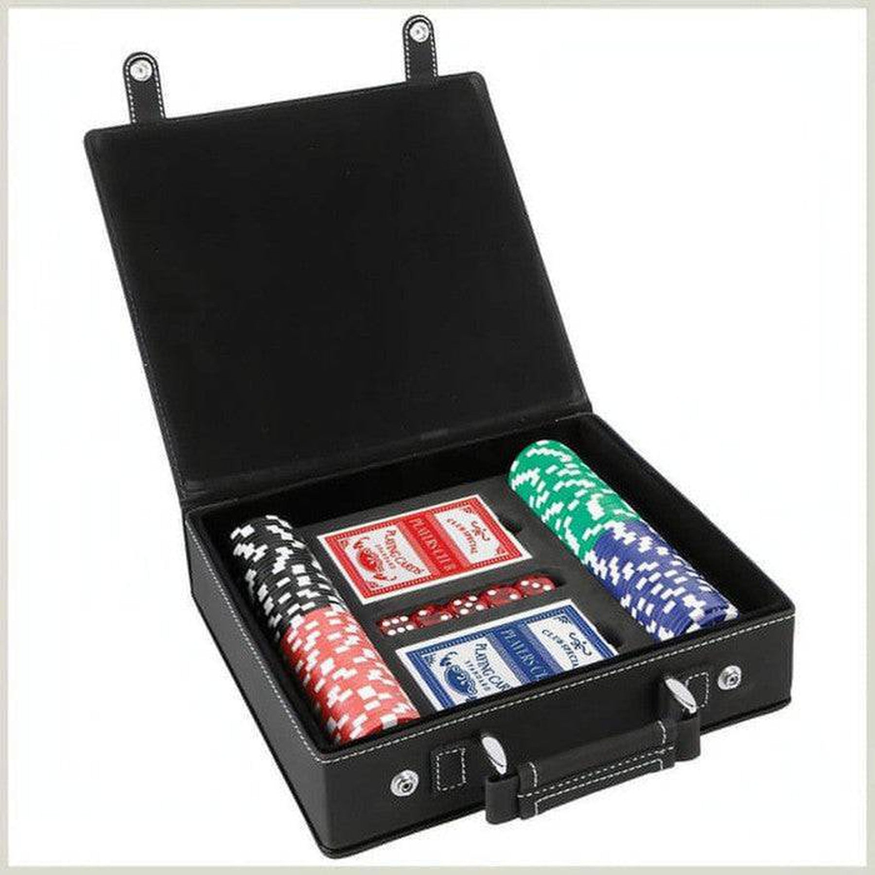 Personalized Poker Set in Leatherette Carry Case - 100 chips, 2 Card Decks Football / Football Leatherette / 100